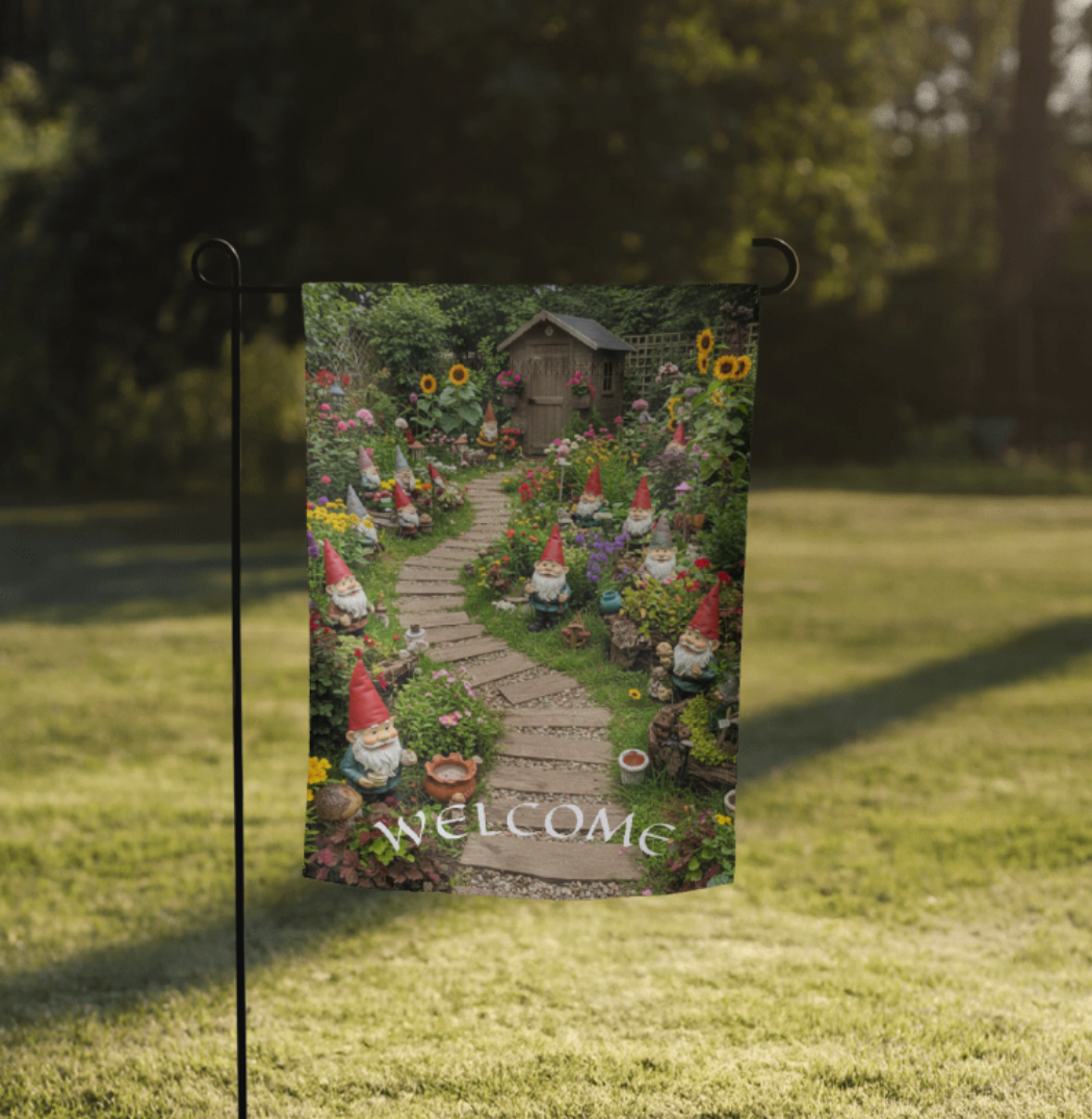 welcome garden flag
