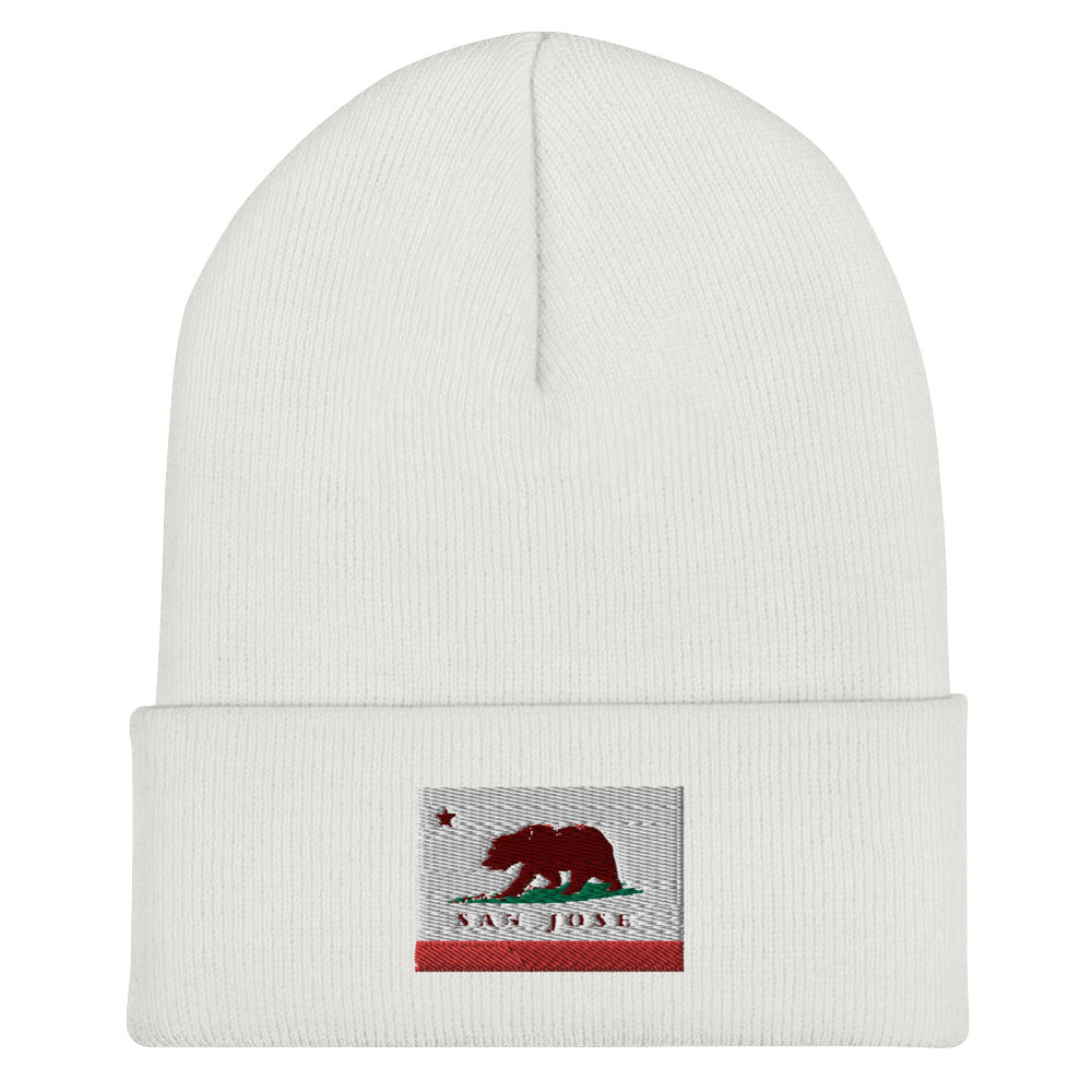 White San Jose CA Cuffed Beanie