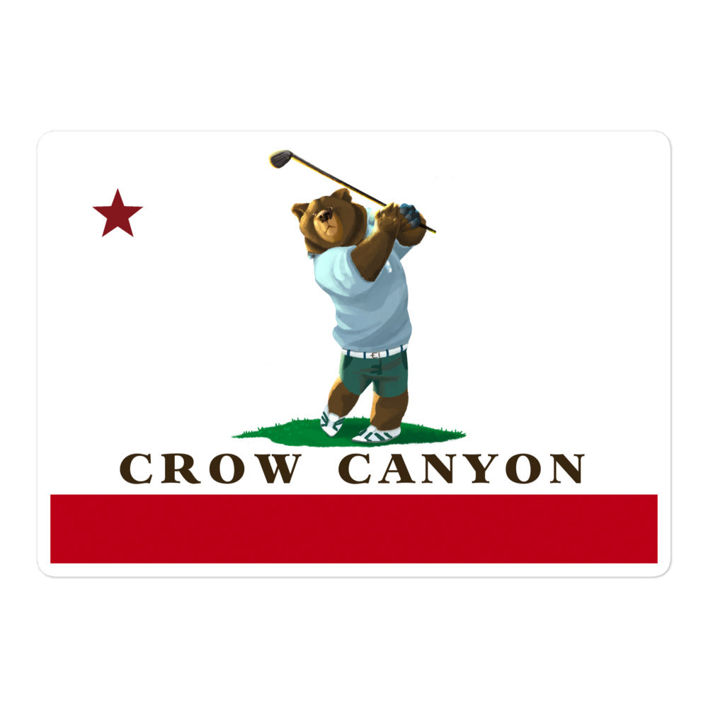 Crow Canyon Golfing Grizzly sticker - CAFlags