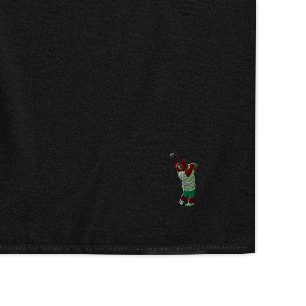 Golfing Grizzly cotton golf towel - CAFlags