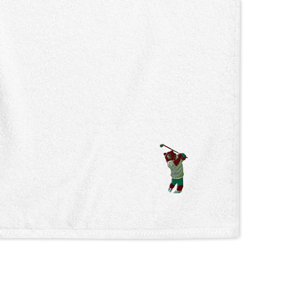 Golfing Grizzly cotton golf towel - CAFlags