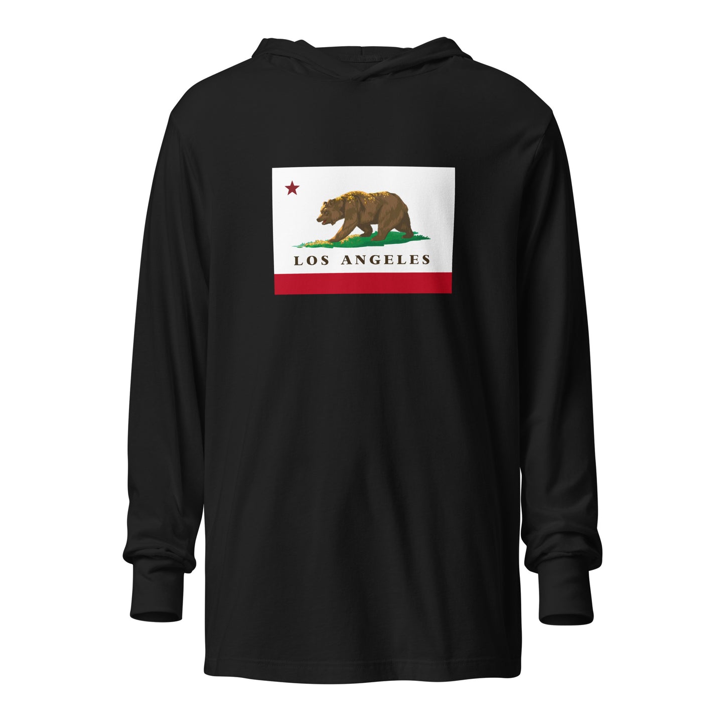 Los Angeles CA Flag Hooded long-sleeve tee - CAFlags