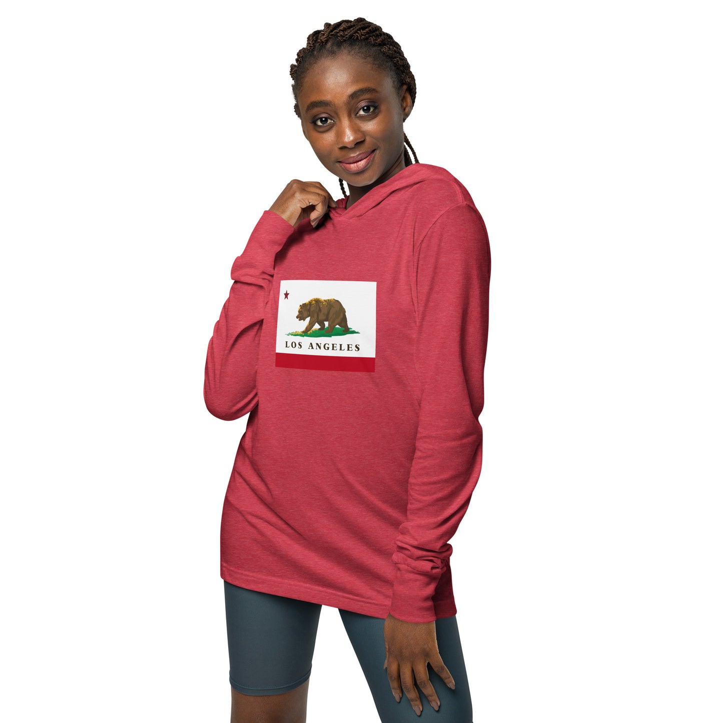 Los Angeles CA Flag Hooded long-sleeve tee - CAFlags