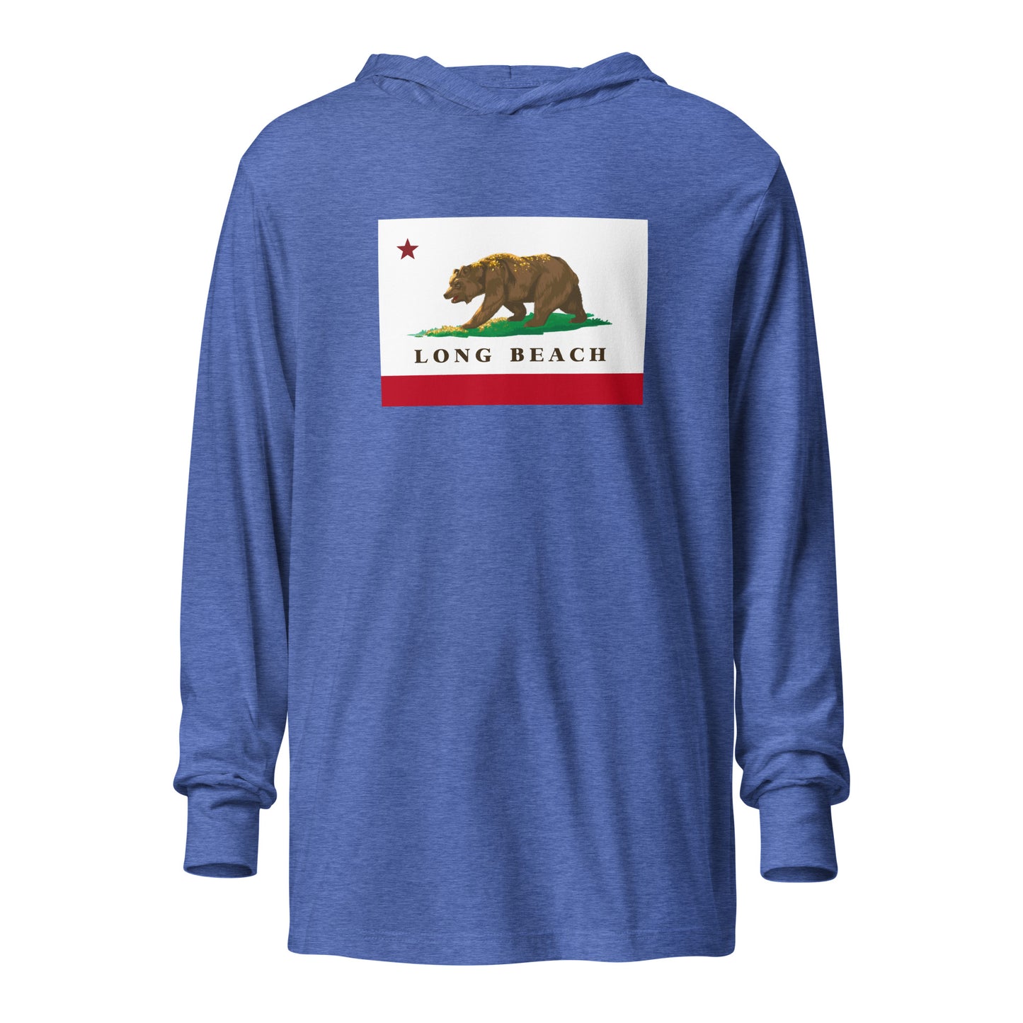 Long Beach CA Flag Hooded long-sleeve tee - CAFlags