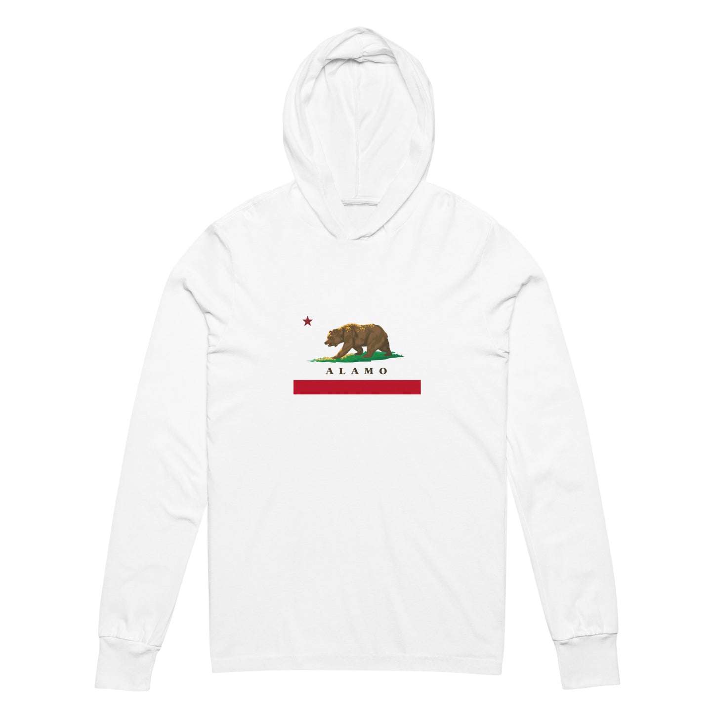 White Alamo CA Hooded long-sleeve tee