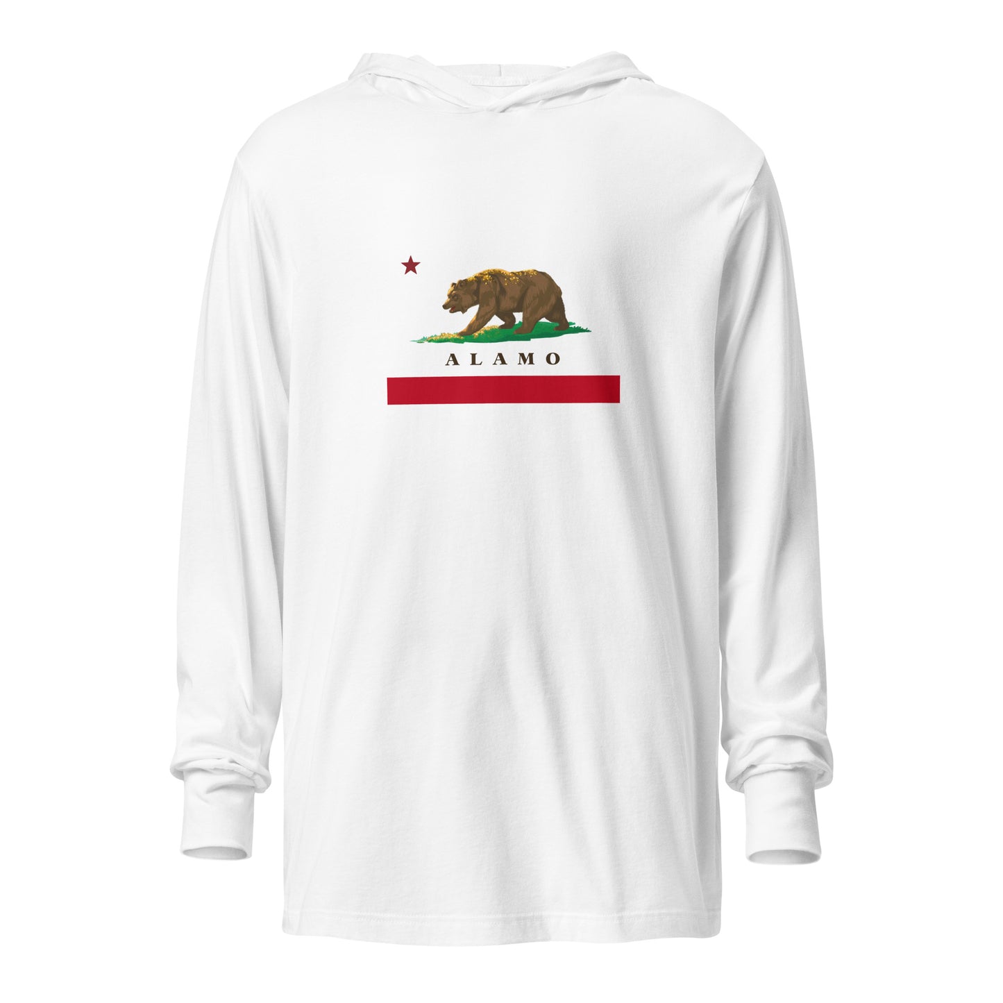 White Alamo CA Hooded long-sleeve tee