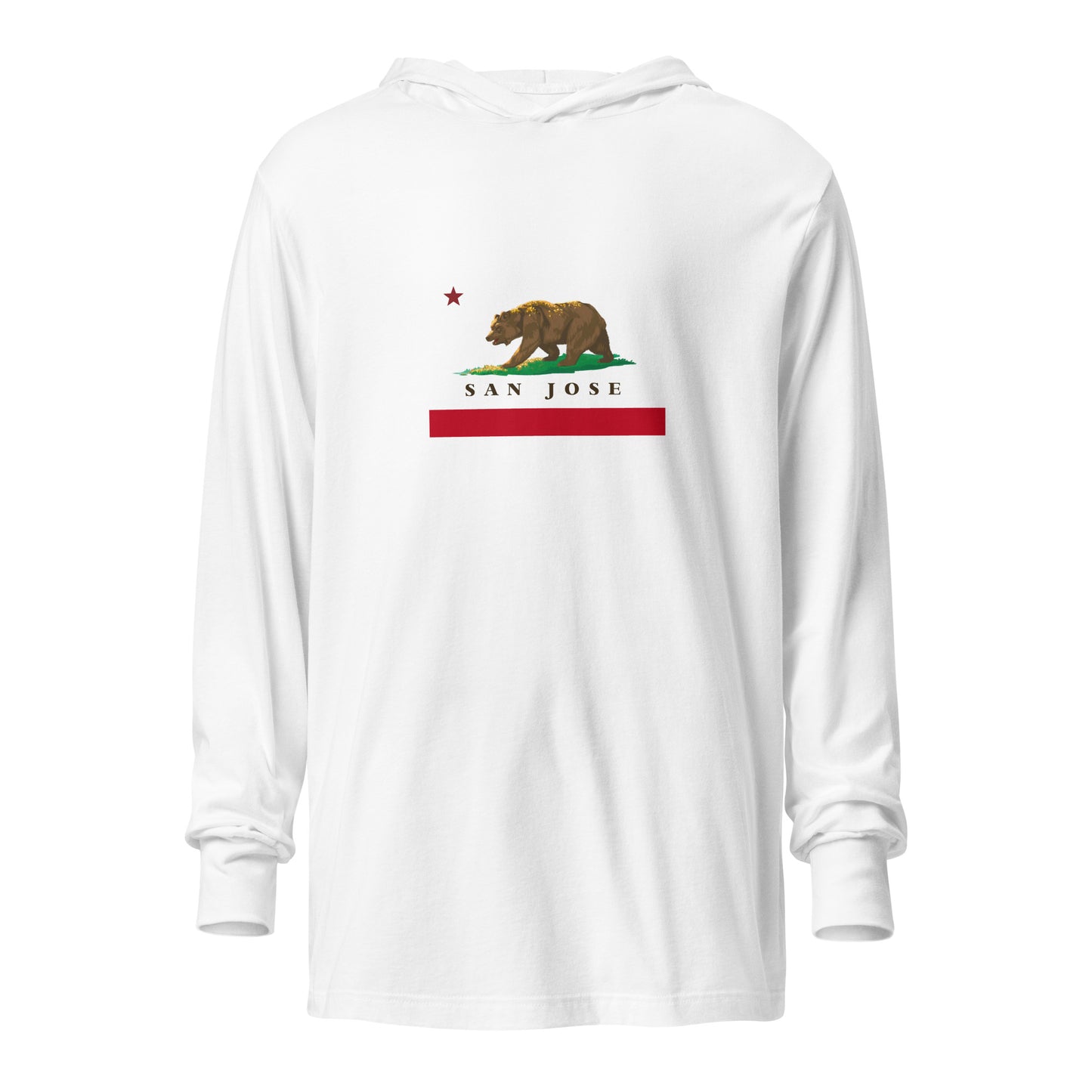 White San Jose CA Hooded long-sleeve tee