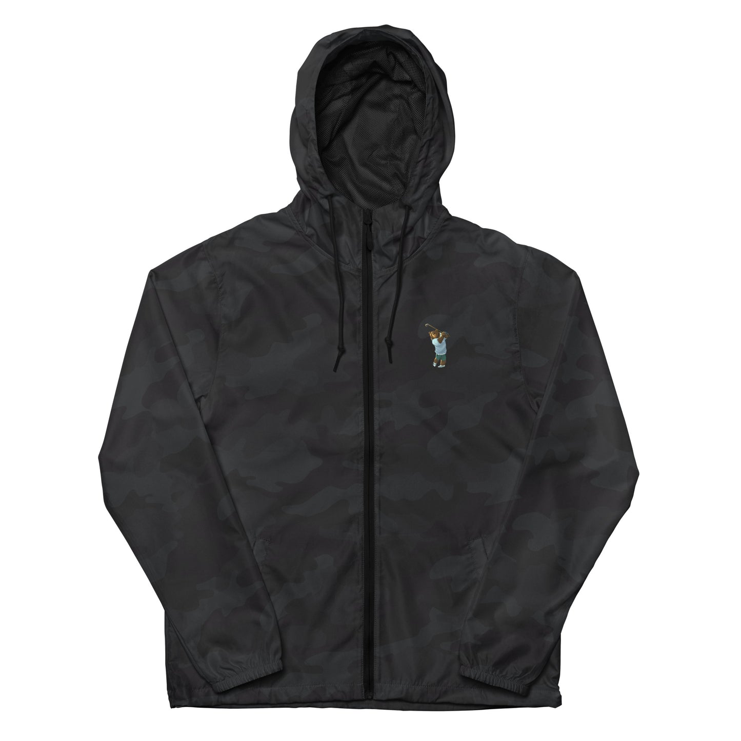 black camo lightweight zip up golf windbreaker