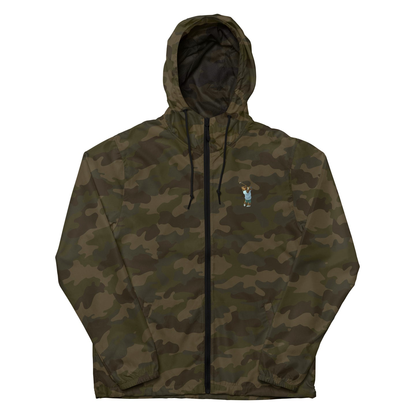 green camouflage lightweight zip up golf windbreaker