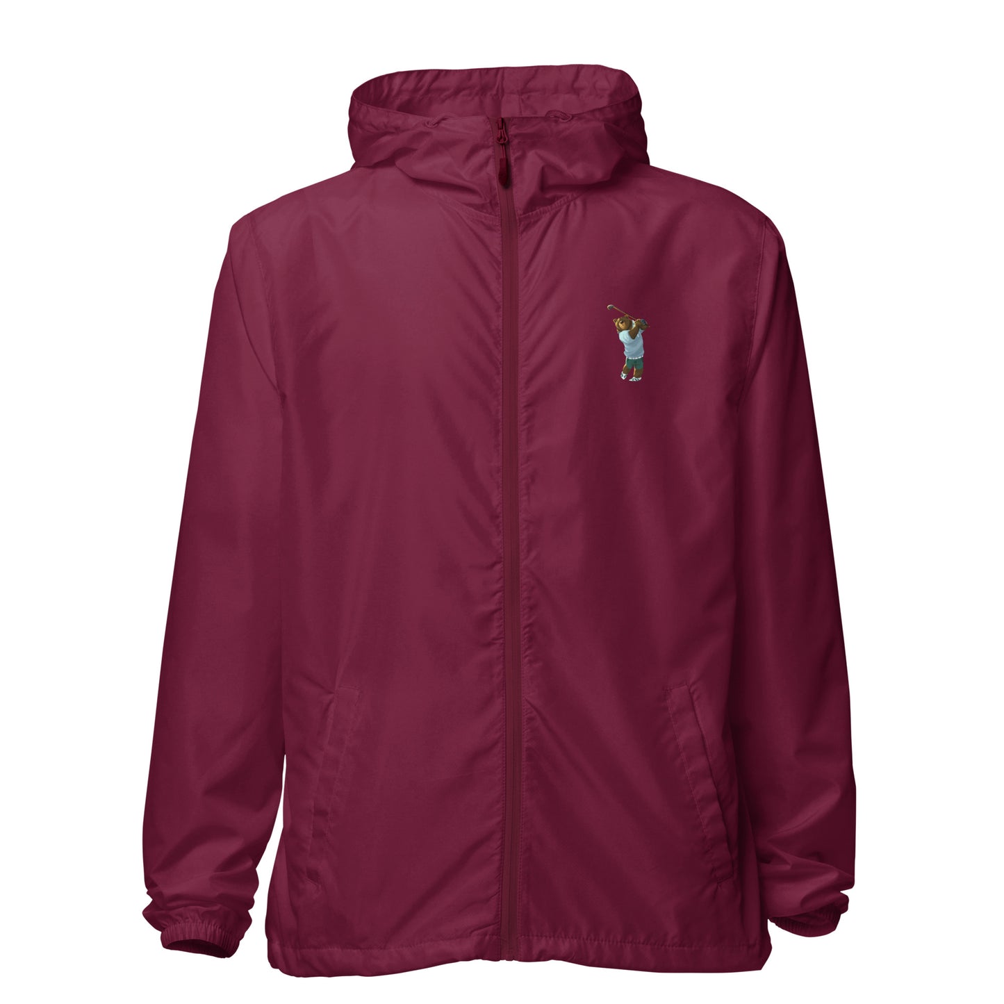 maroon lightweight zip up golf windbreaker