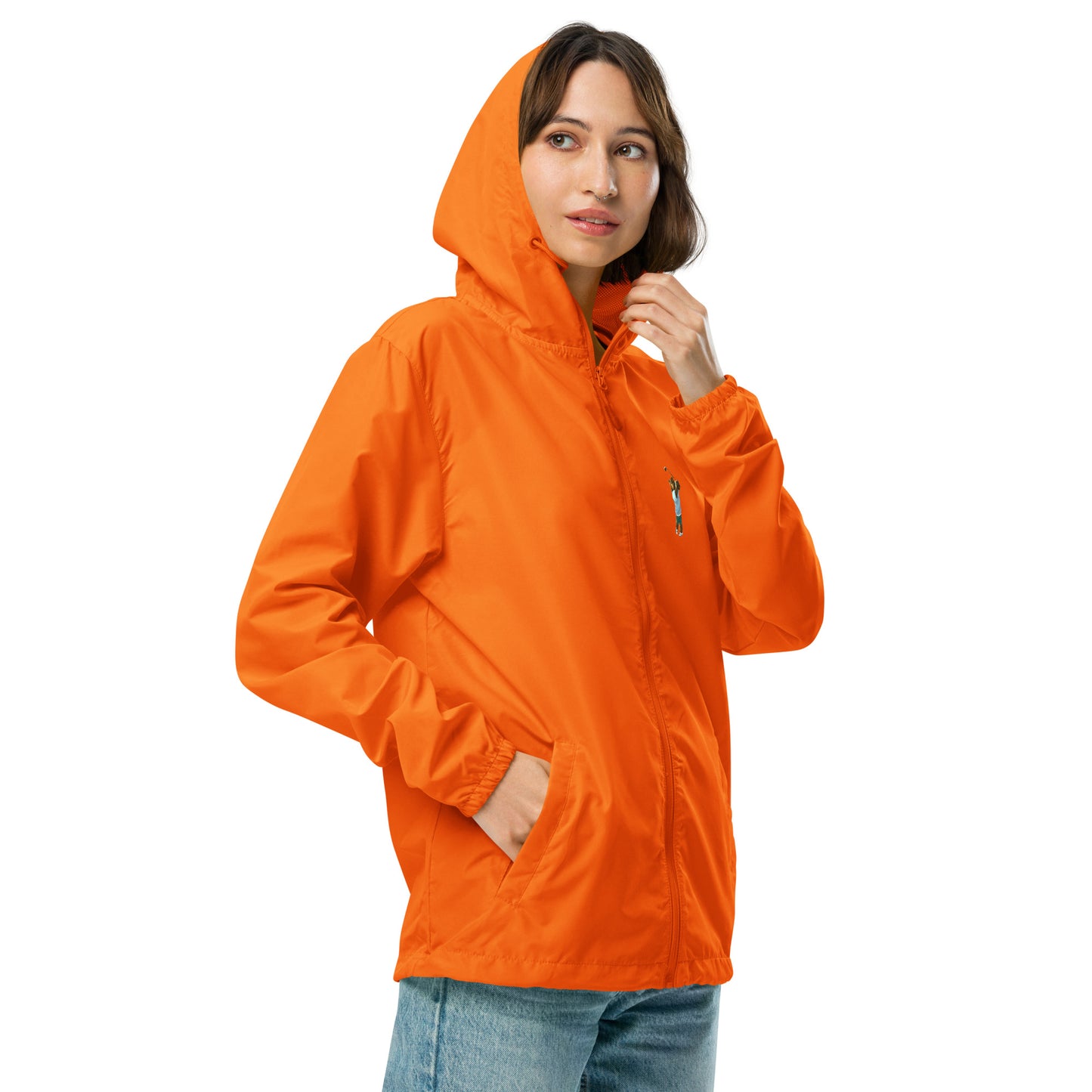 orange lightweight zip up golf windbreaker hoodie