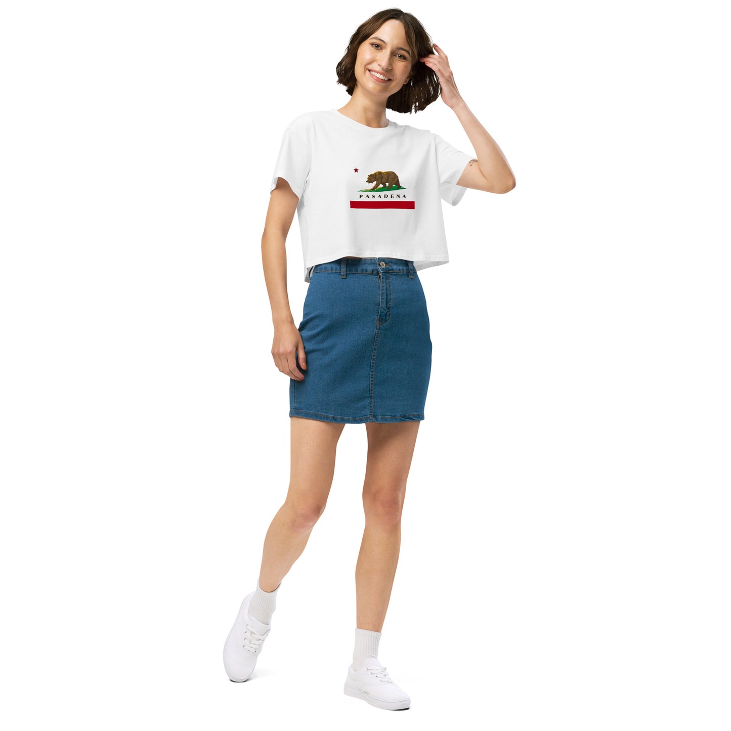 Pasadena CA Women’s crop top - CAFlags