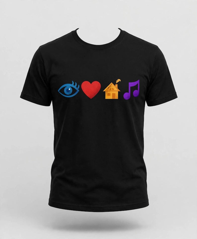 I Love House Music T-Shirt, Eye Heart House Music Note Tee, Funny DJ Shirt, Rave Outfit, Music Lover Gift
