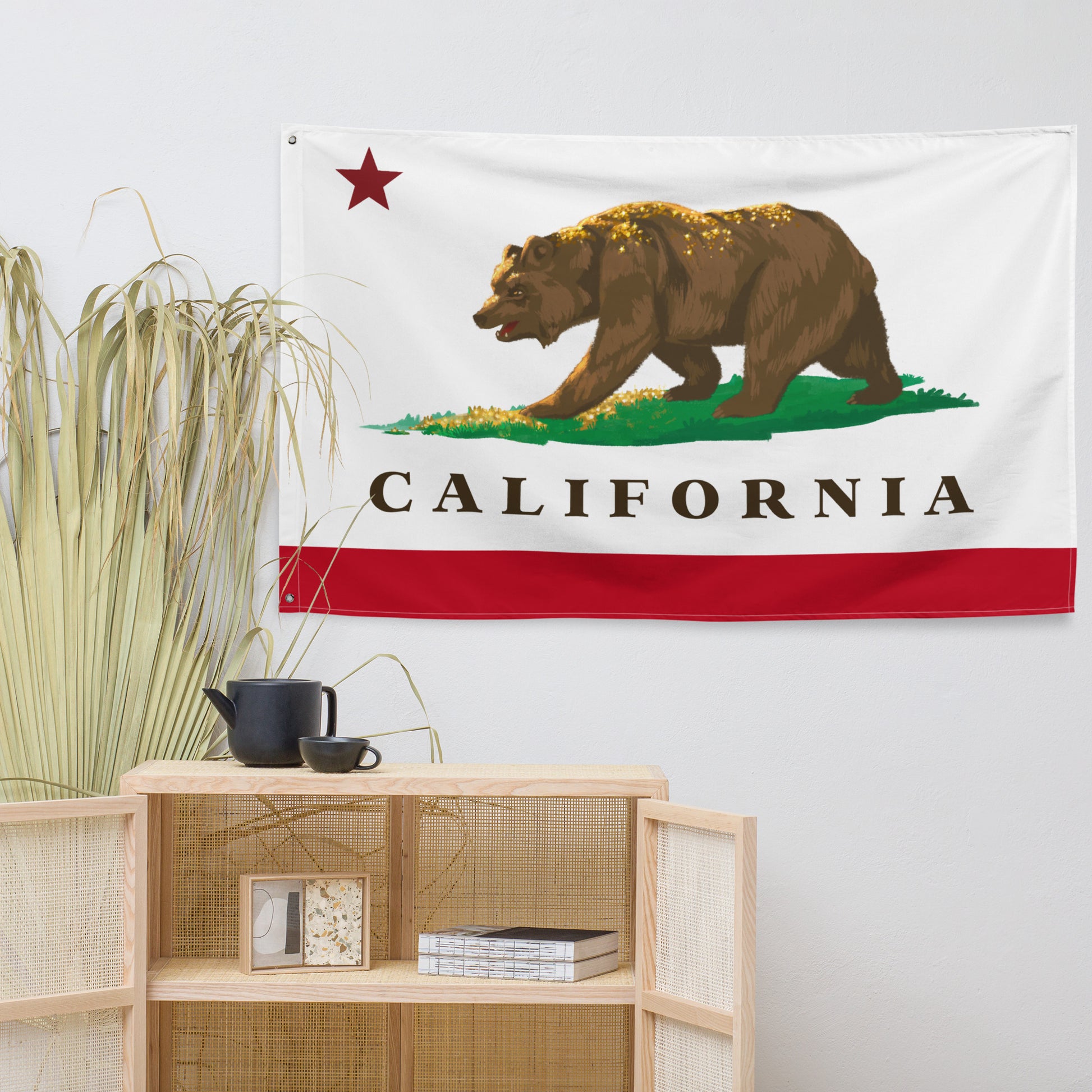 Golden California Indoor Wall Flag