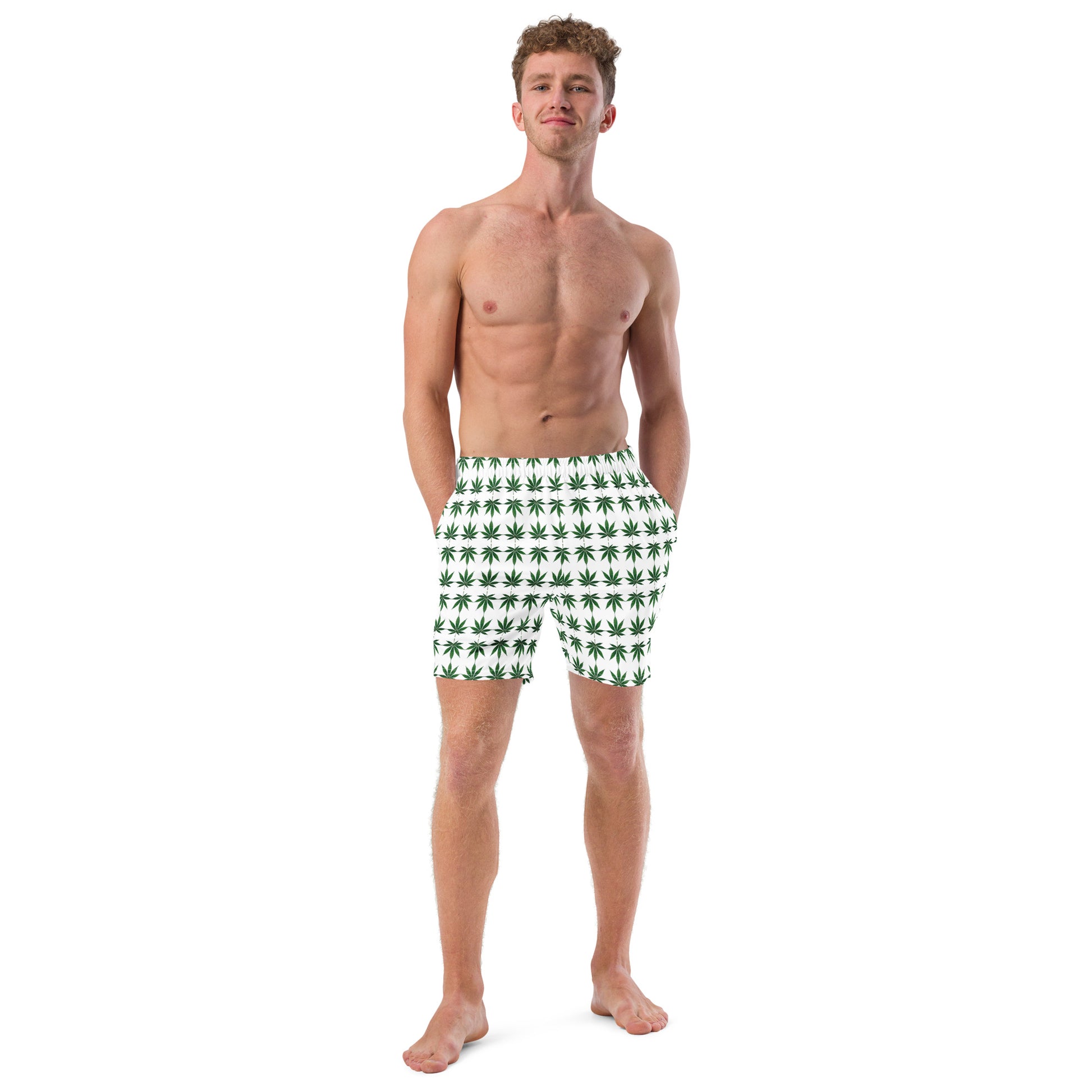 Swim Trunks With Pot Leaf 