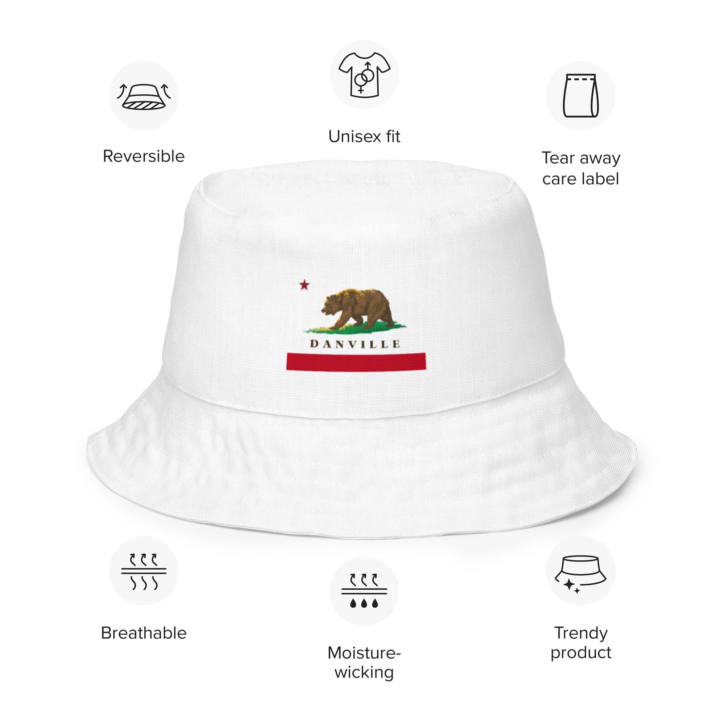 Danville CA Flag Reversible bucket hat - CAFlags