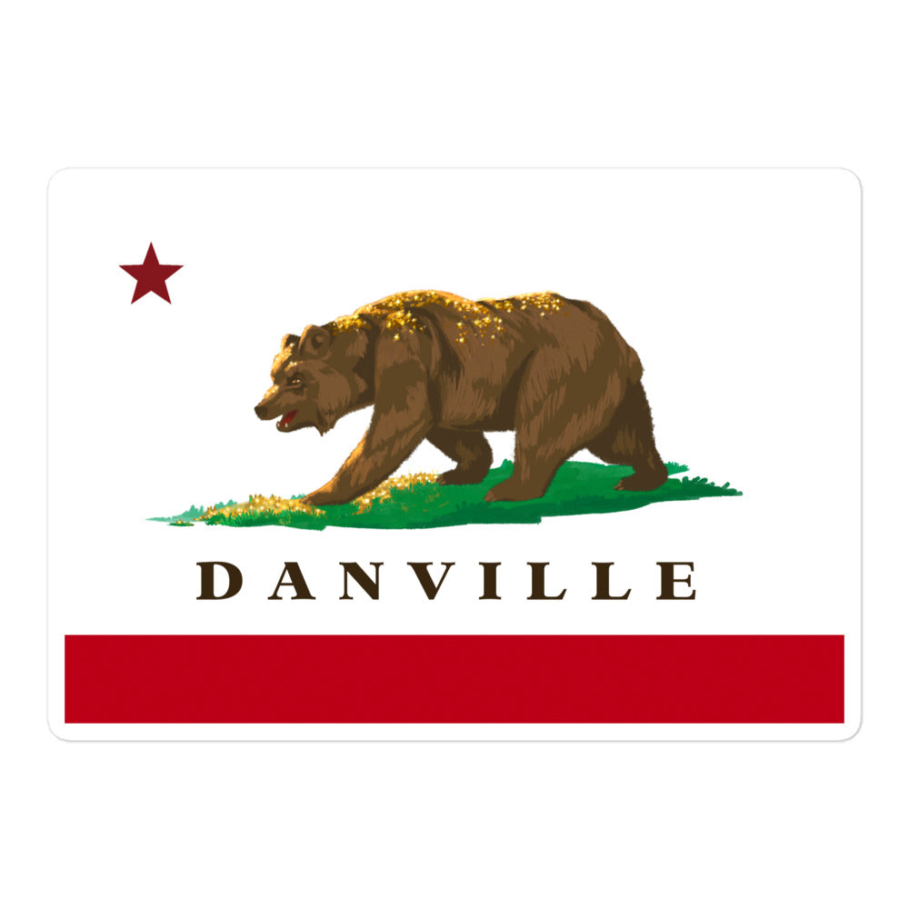 Danville CA Flag Grizzly sticker - CAFlags