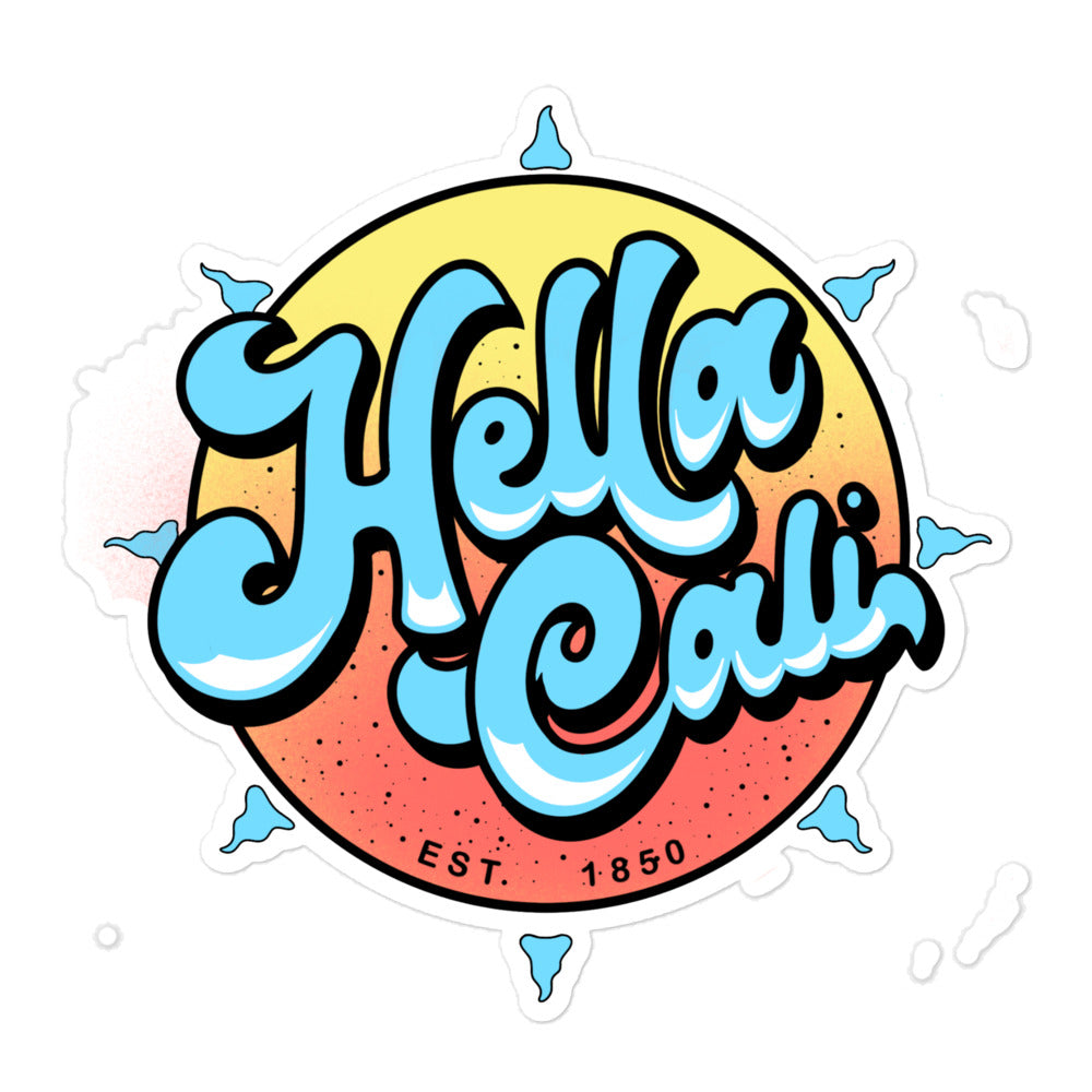 Hella Cali Sticker (Blue, Orange, Yellow Logo)