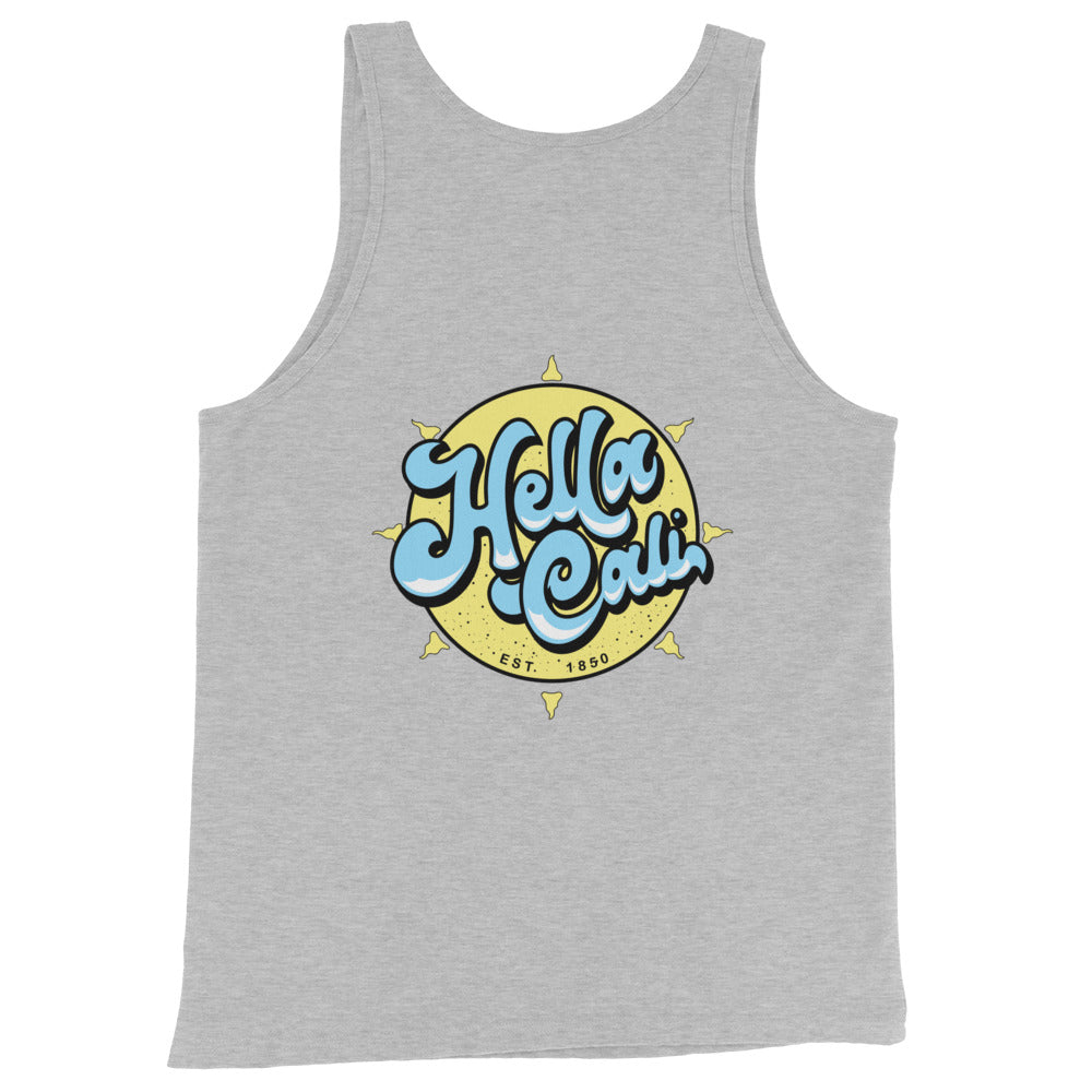 Hella Cali Men's Tank Top (Blue, White, Yellow Logo)