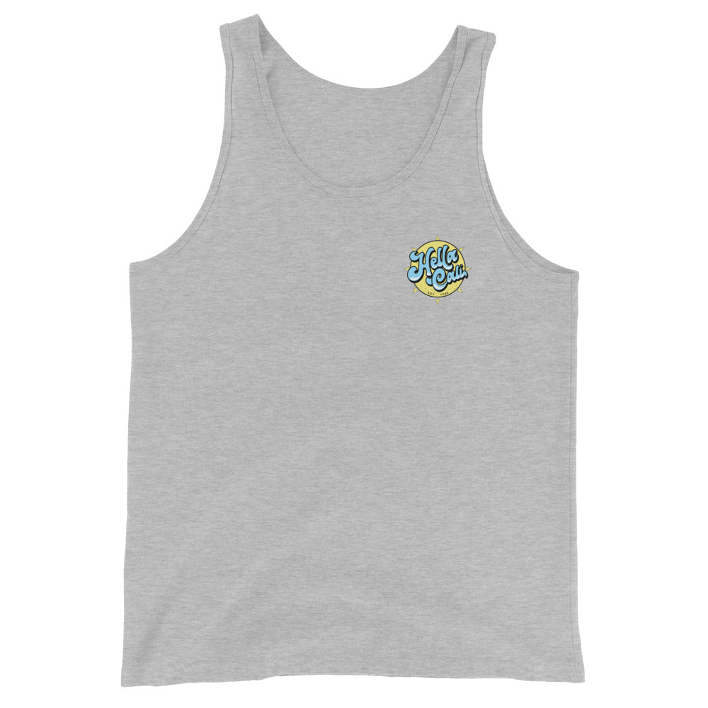 Hella Cali Men's Tank Top (Blue, White, Yellow Logo)