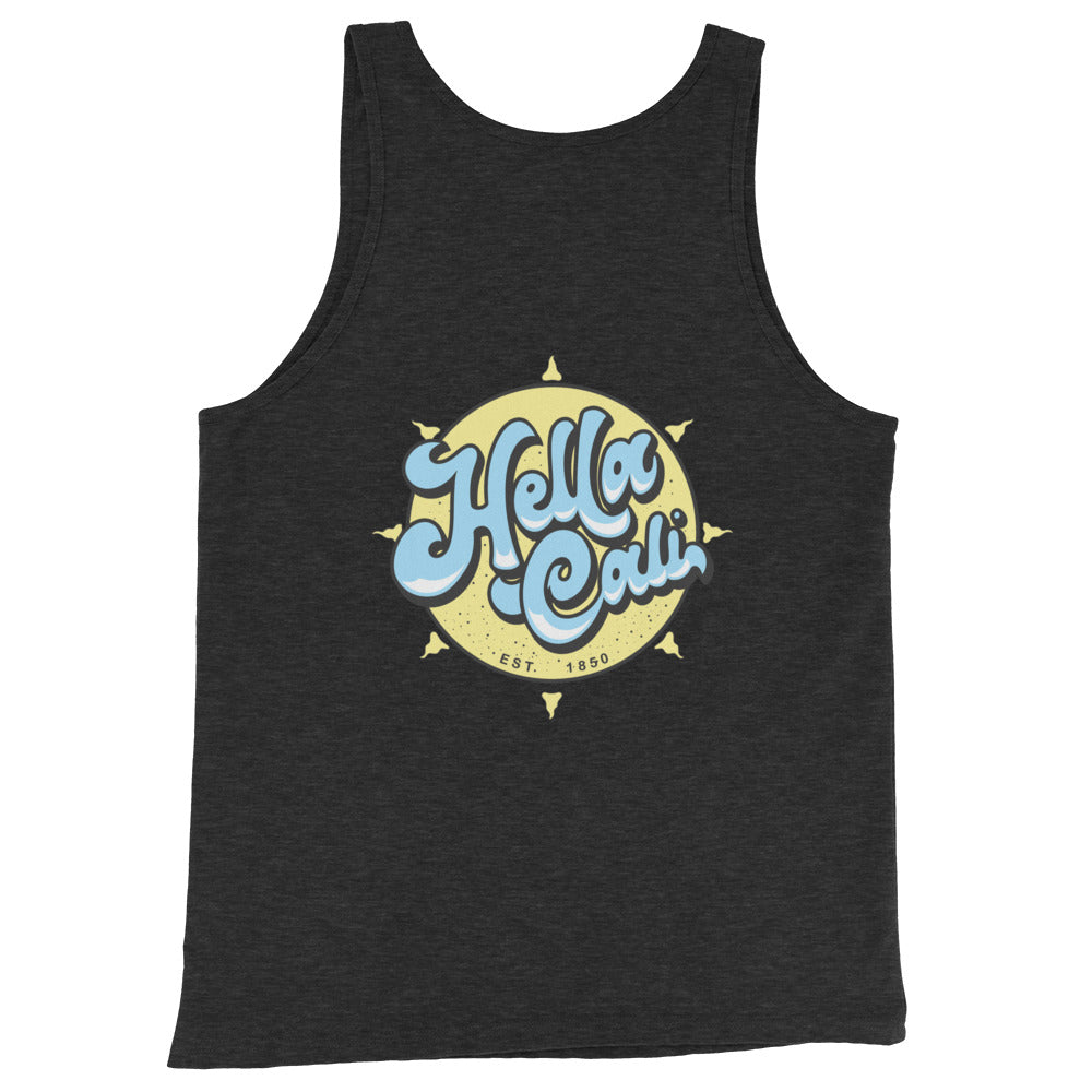 Hella Cali Men's Tank Top (Blue, White, Yellow Logo)