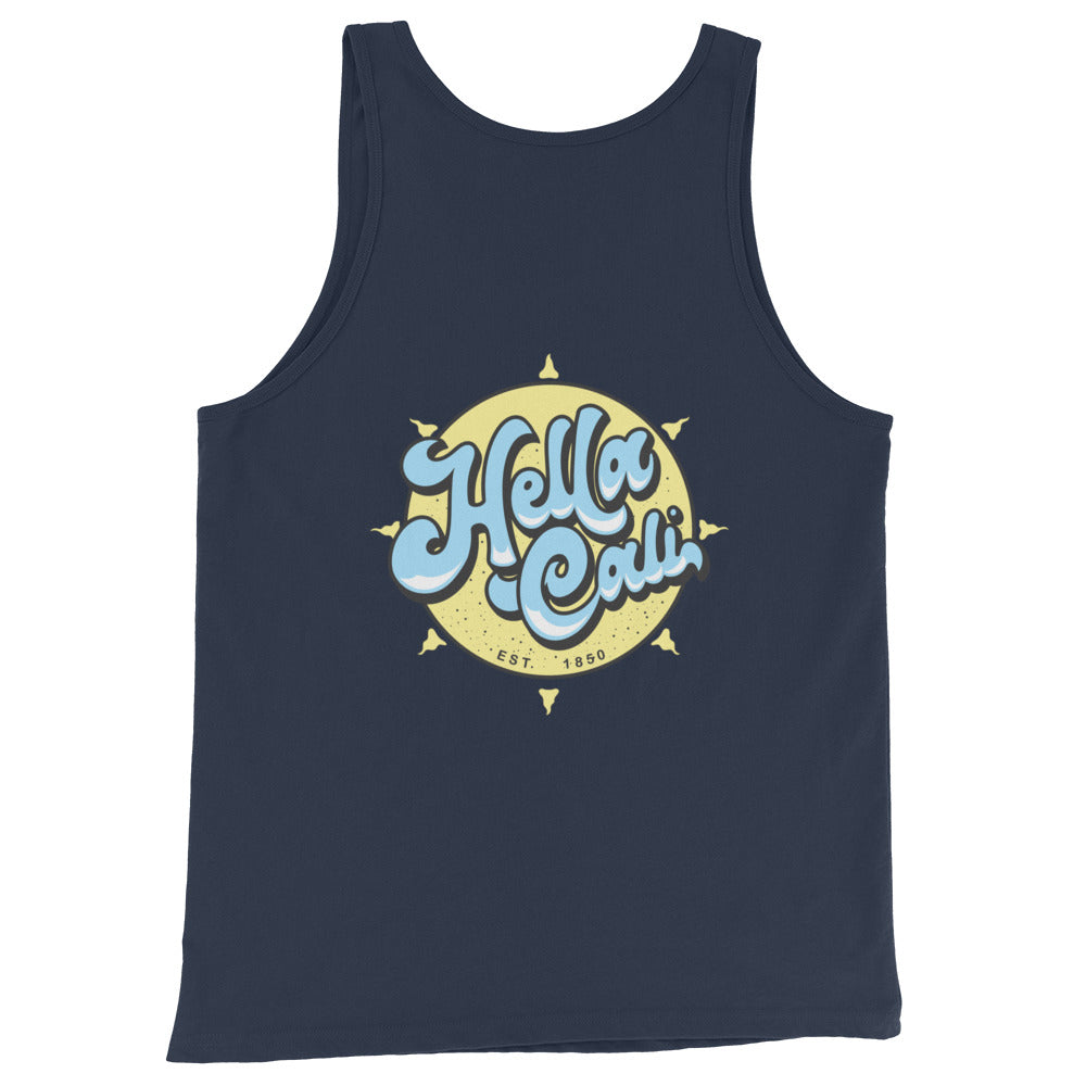 Navy Blue Hella Cali Tank Top Yellow Sun