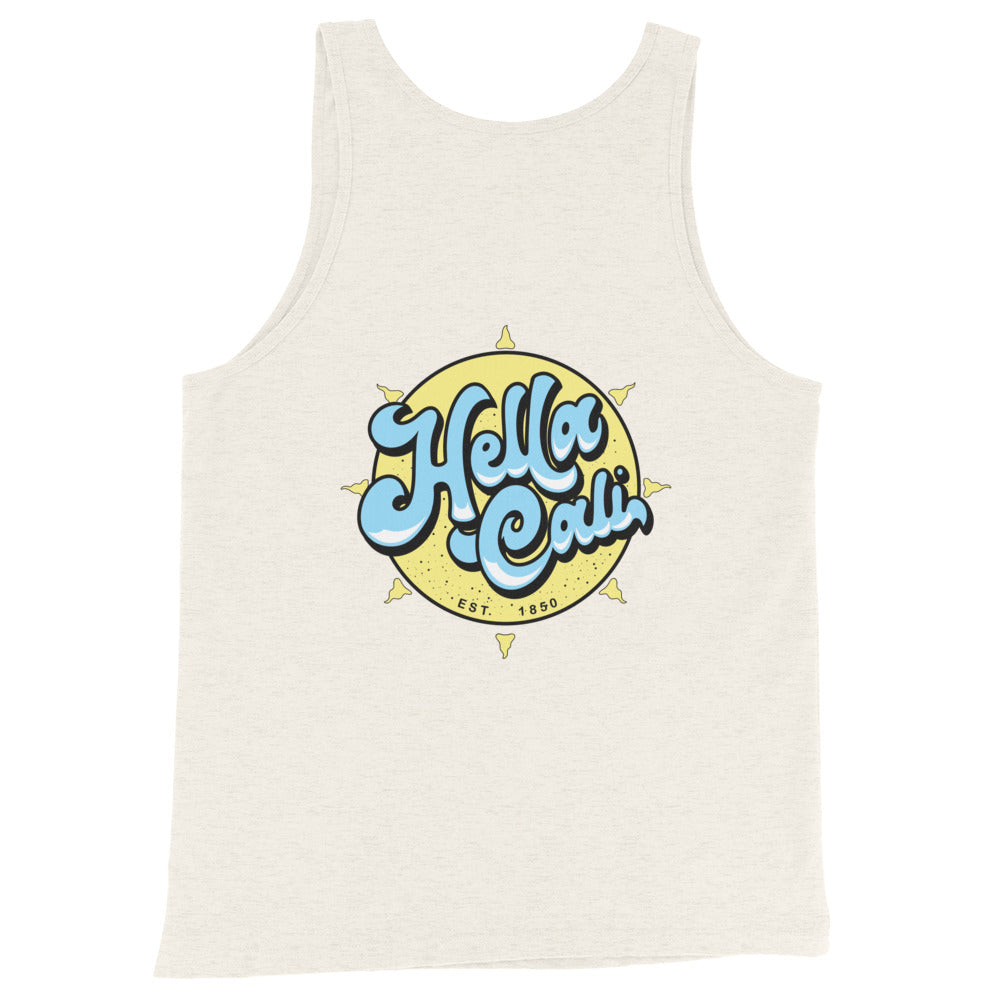 Hella Cali Men's Tank Top (Blue, White, Yellow Logo)