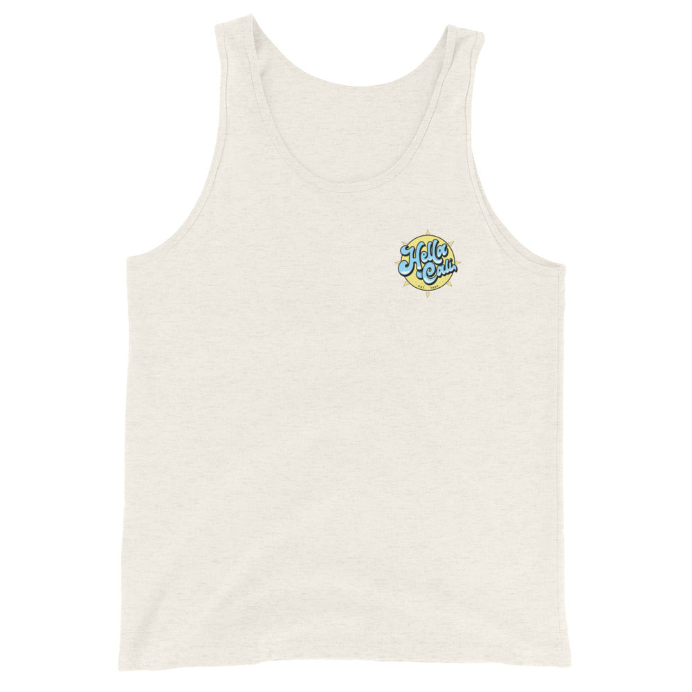 Hella Cali Men's Tank Top (Blue, White, Yellow Logo)