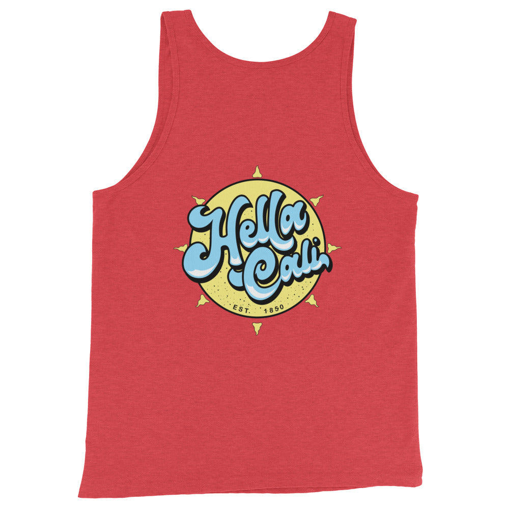 Hella Cali Men's Tank Top (Blue, White, Yellow Logo)