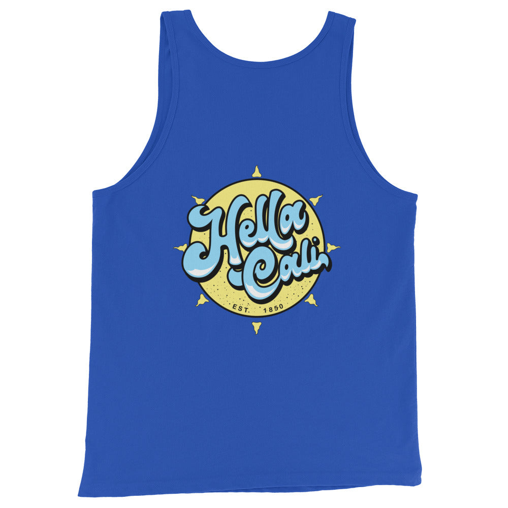 Hella Cali Men's Tank Top (Blue, White, Yellow Logo)