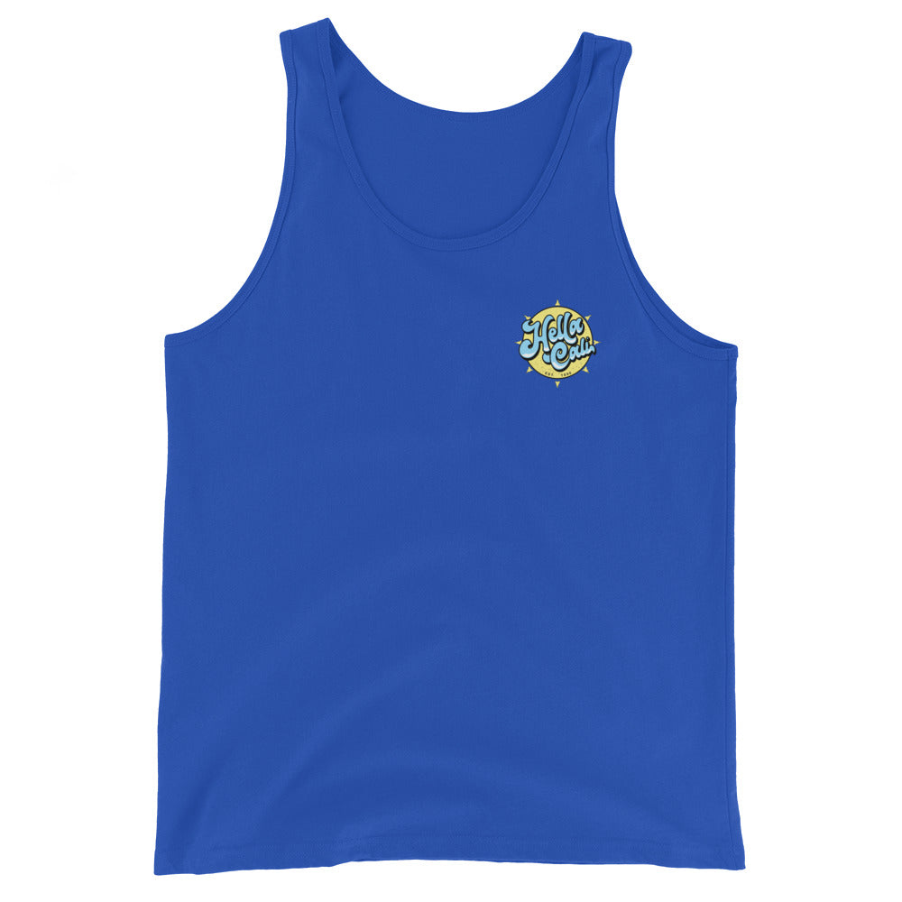 Hella Cali Men's Tank Top (Blue, White, Yellow Logo)