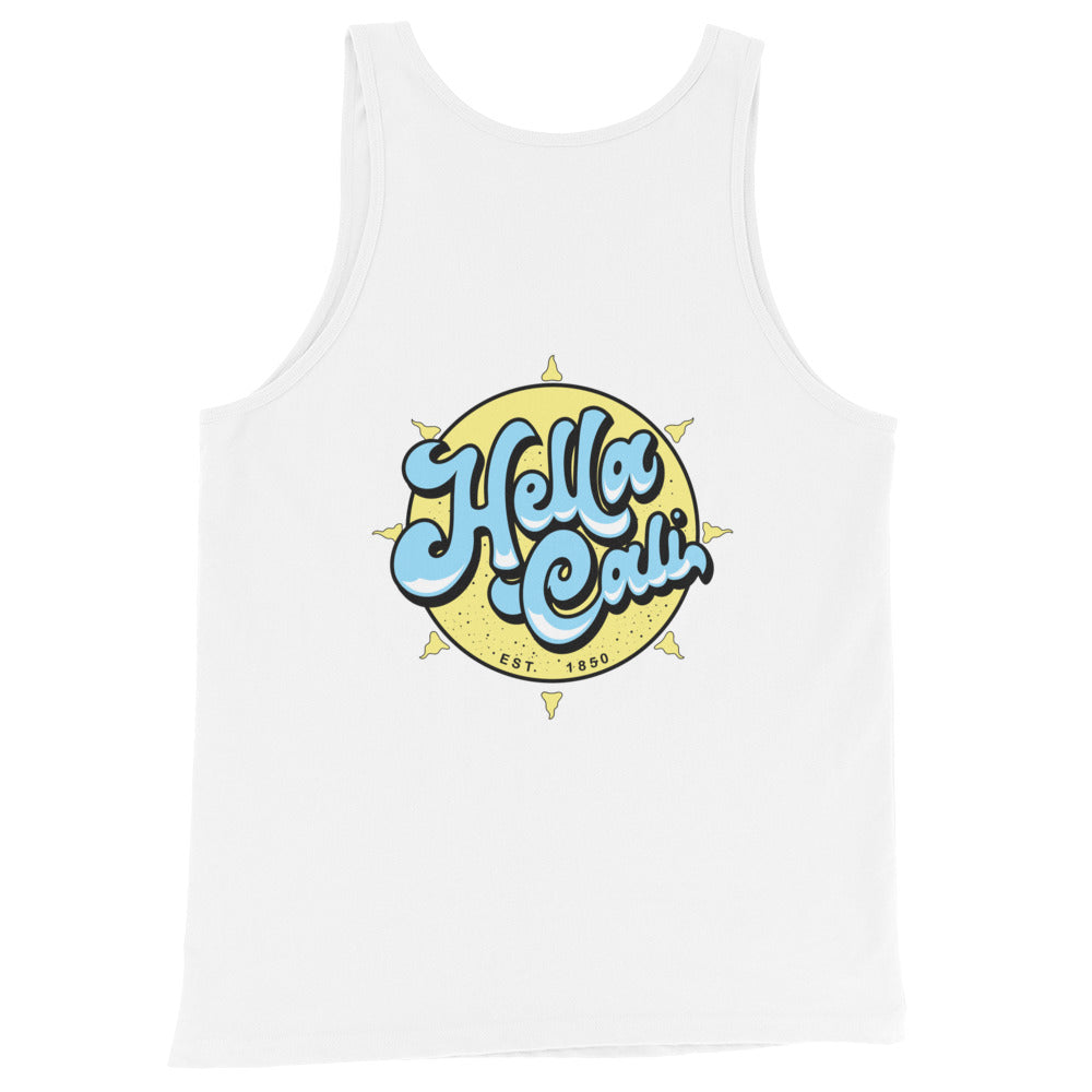 Hella Cali Men's Tank Top (Blue, White, Yellow Logo)