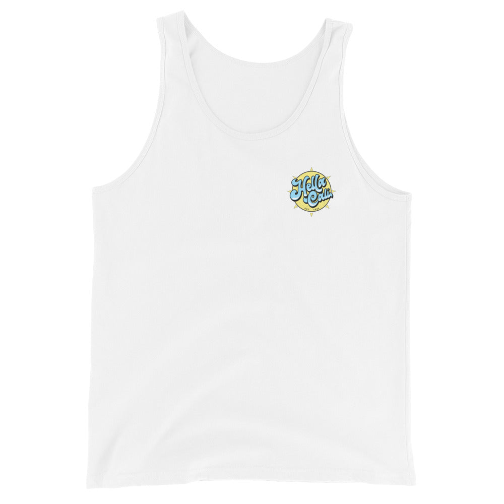 Hella Cali Men's Tank Top (Blue, White, Yellow Logo)