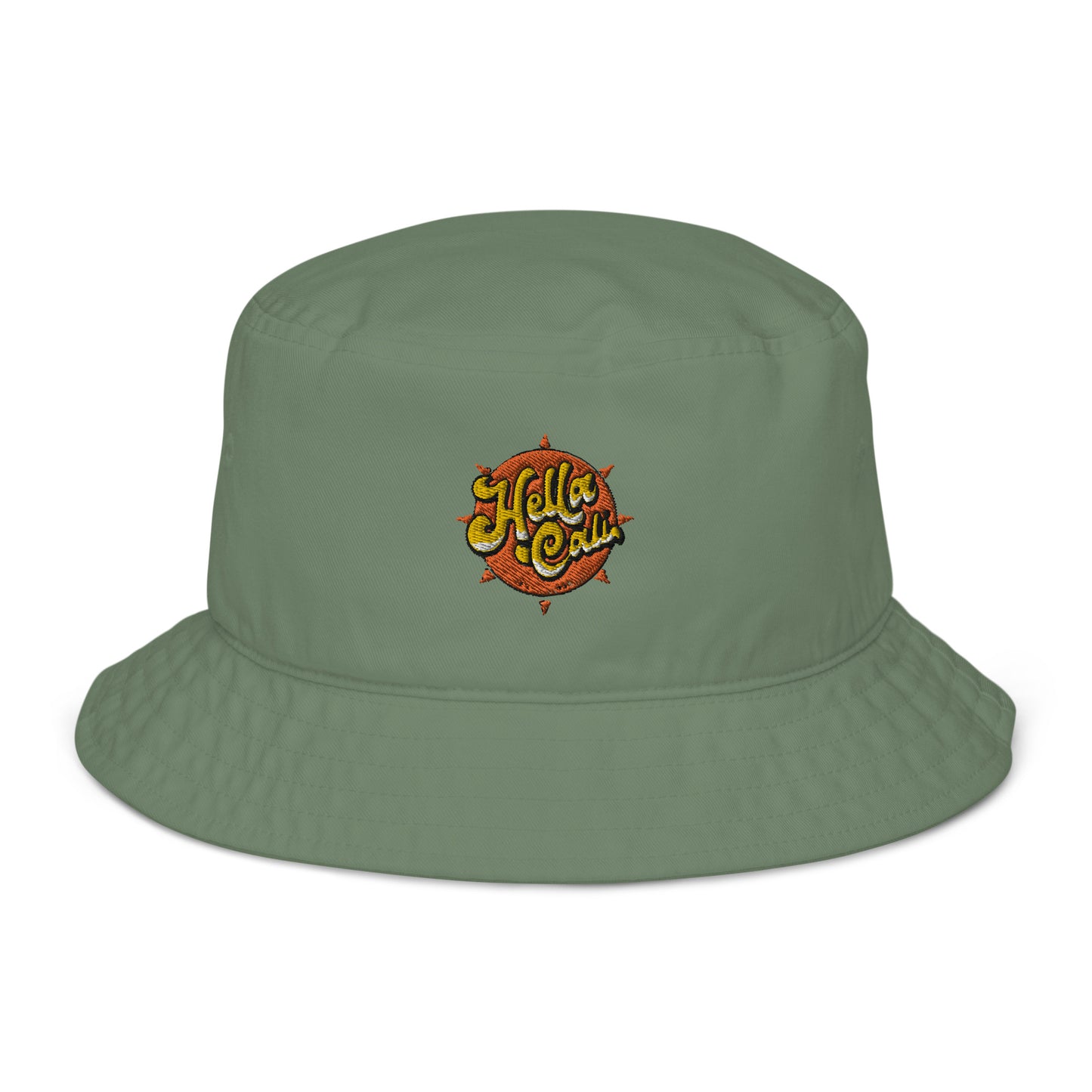 Hella Cali Orange Sun Logo bucket hat