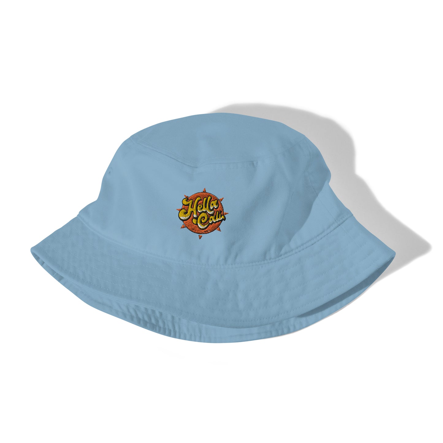 Hella Cali Orange Sun Logo bucket hat