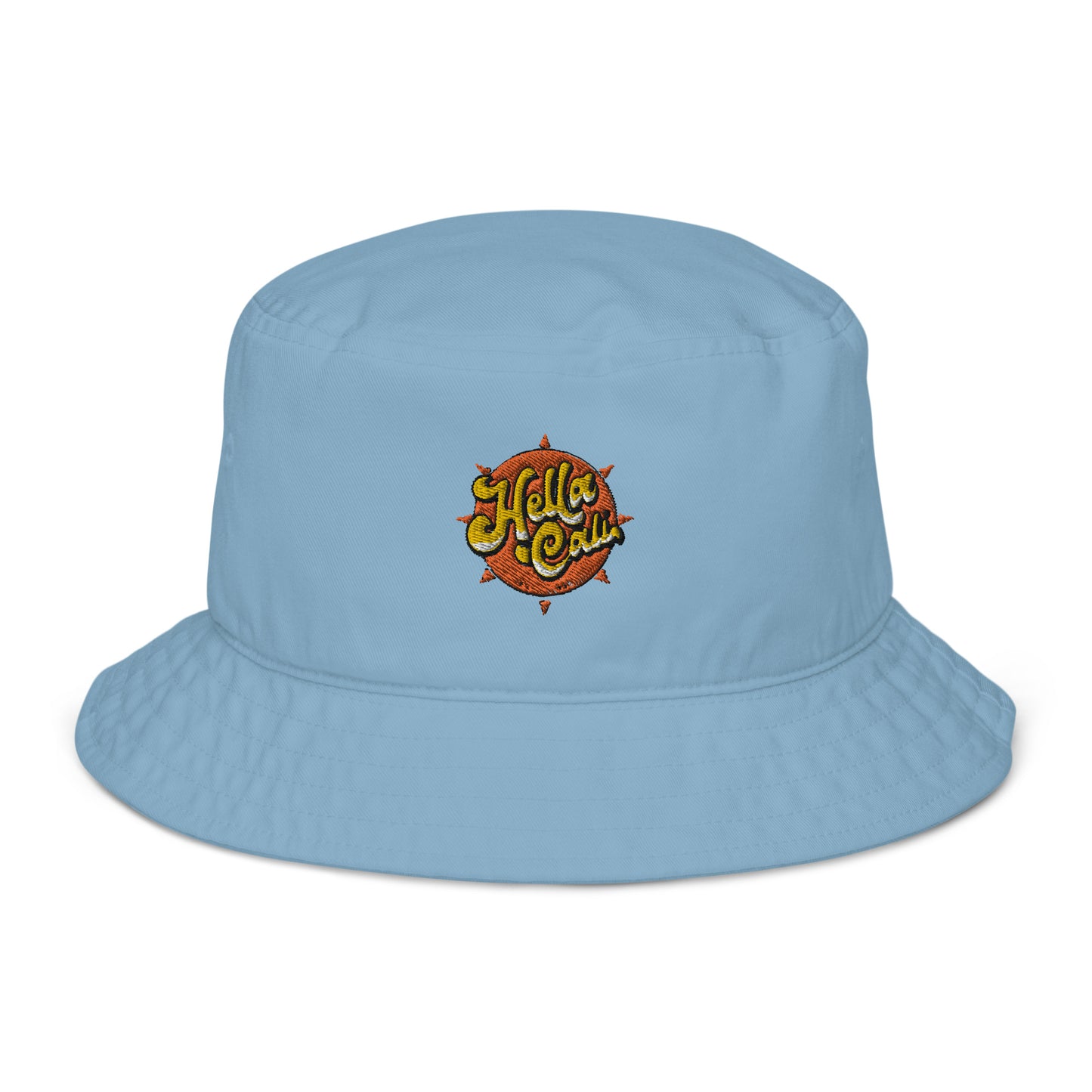 Hella Cali Orange Sun Logo bucket hat