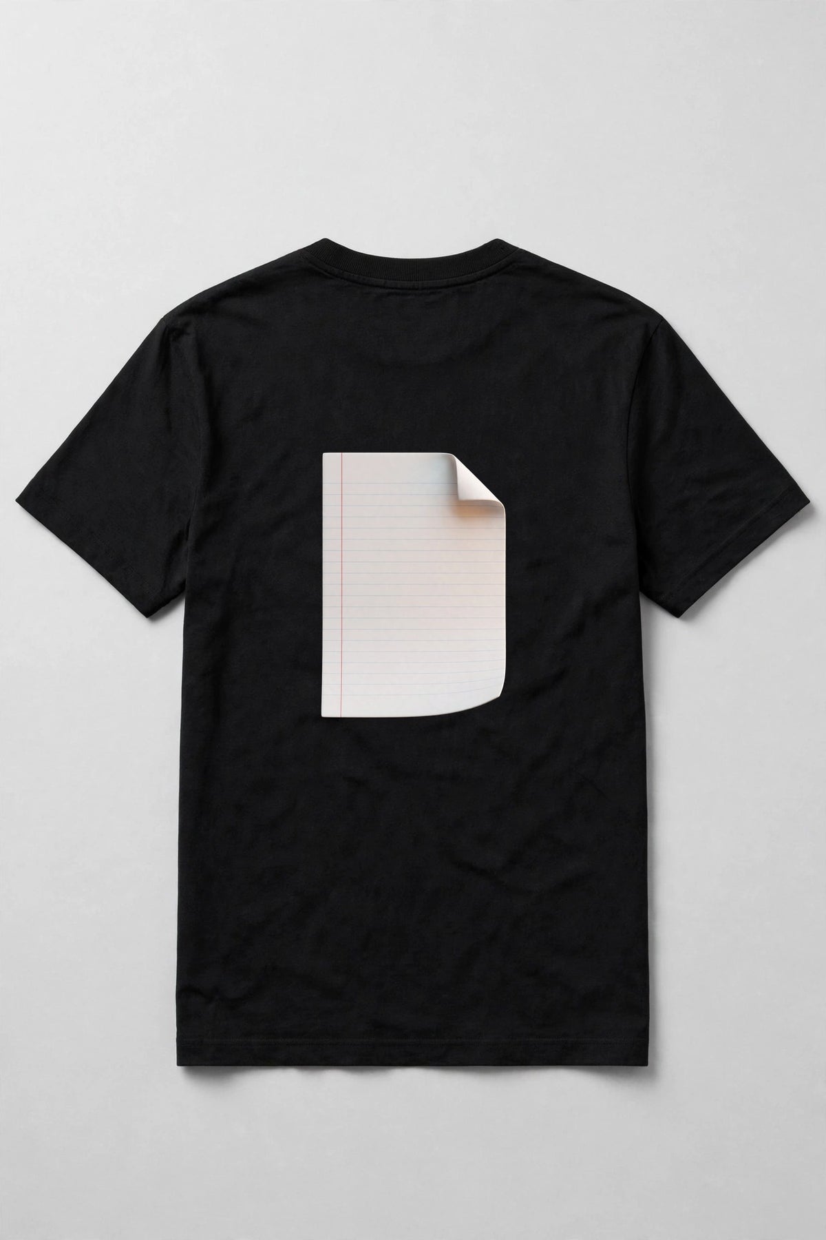 Black t-shirt back with a large sheet of paper icon - Rock Paper Scissors game shirt