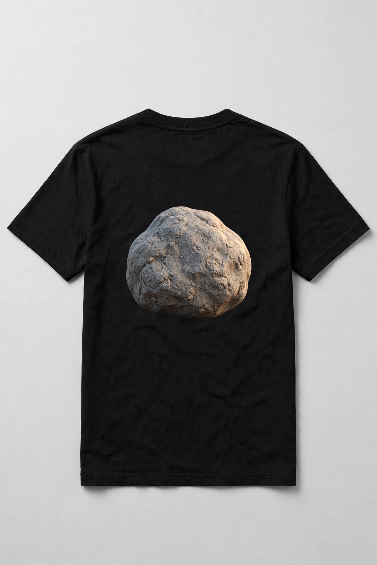 Black t-shirt back with a large rock icon - Rock Paper Scissors game shirt
