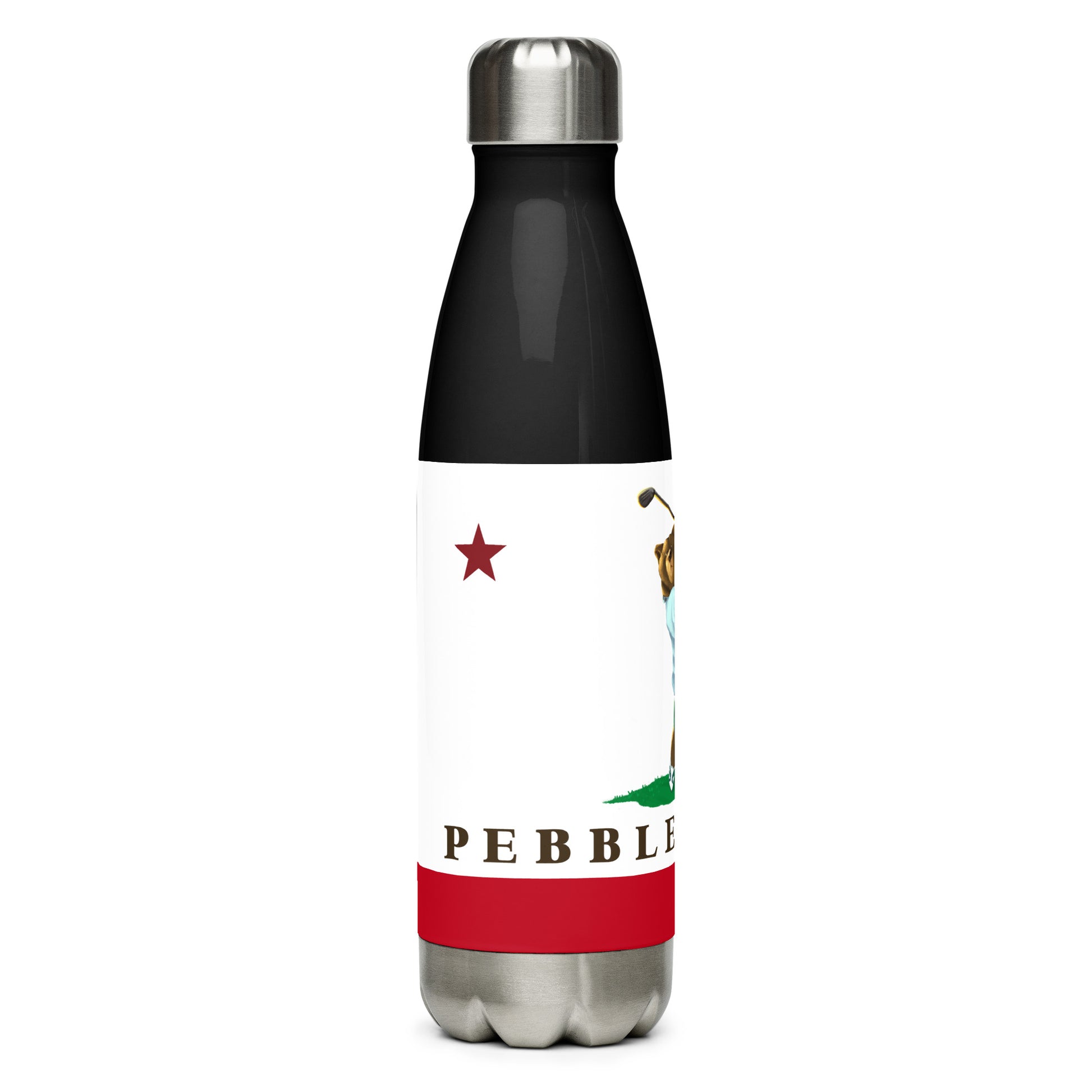 Pebble Beach CA Stainless steel water bottle - CAFlags