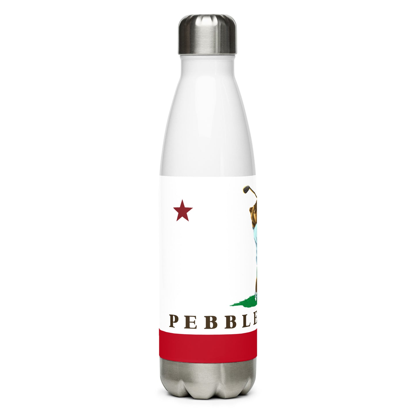 Pebble Beach CA Stainless steel water bottle - CAFlags