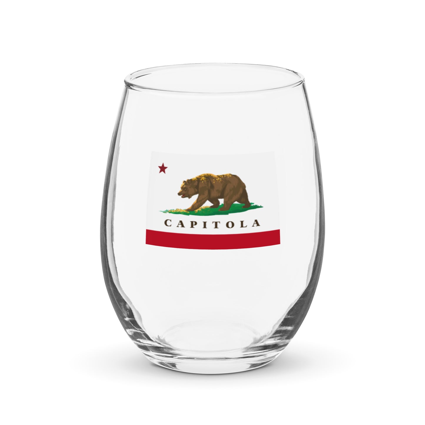 Capitola CA Stemless wine glass