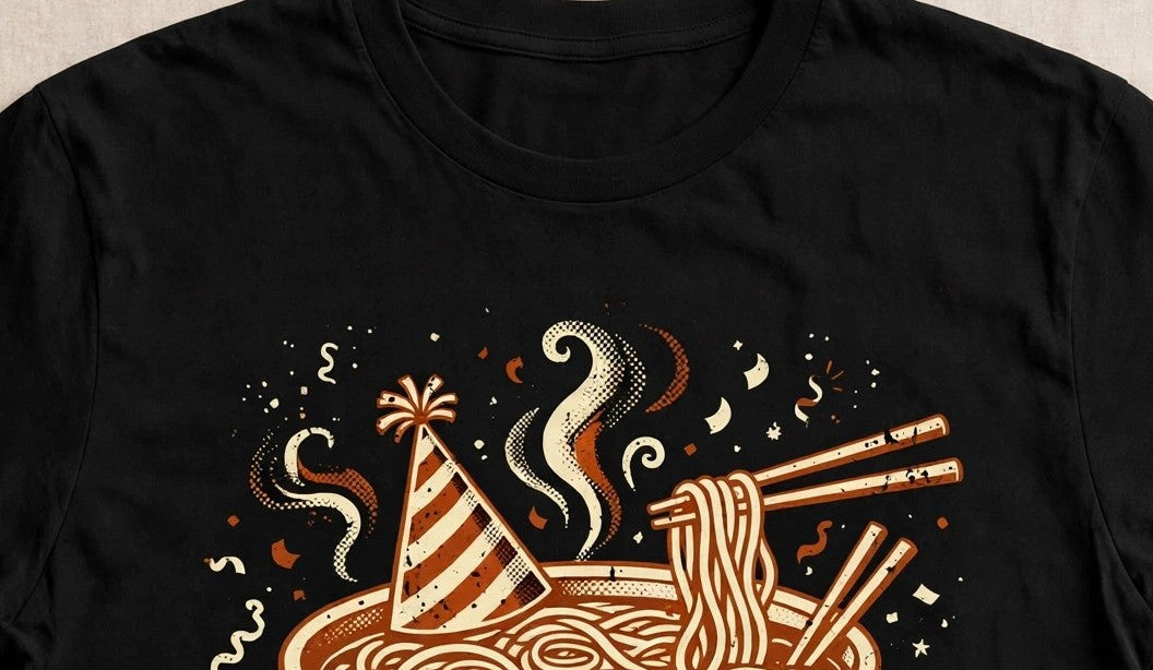 TGIPhởriday pho shirt design close-up - vintage distressed pho bowl artwork detail