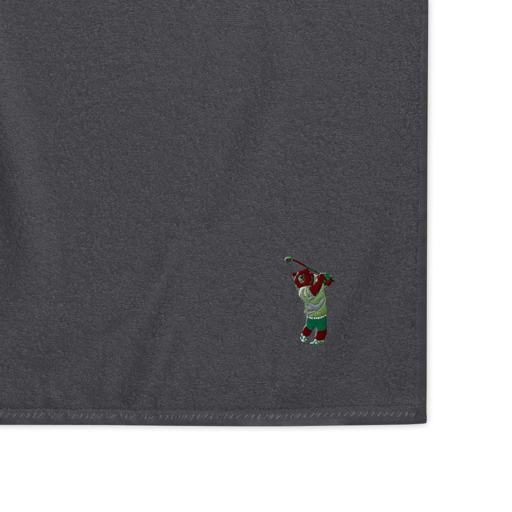 Golfing Grizzly cotton golf towel - CAFlags