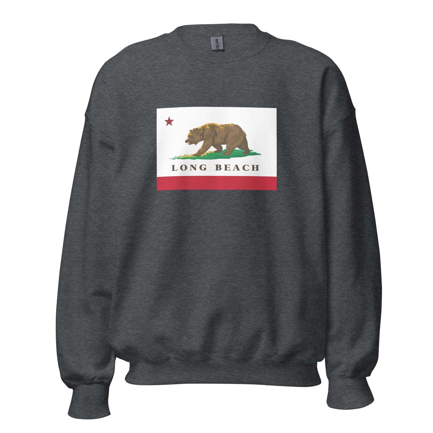 gray Long Beach CA Flag Sweatshirt