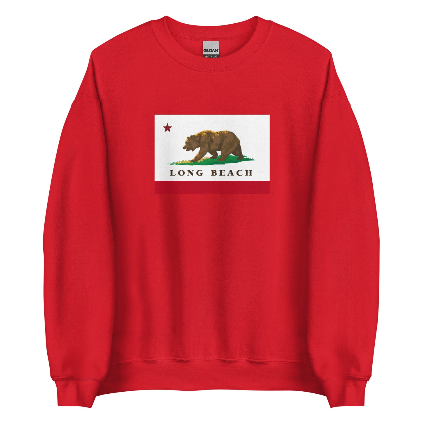 red Long Beach CA Flag Sweatshirt