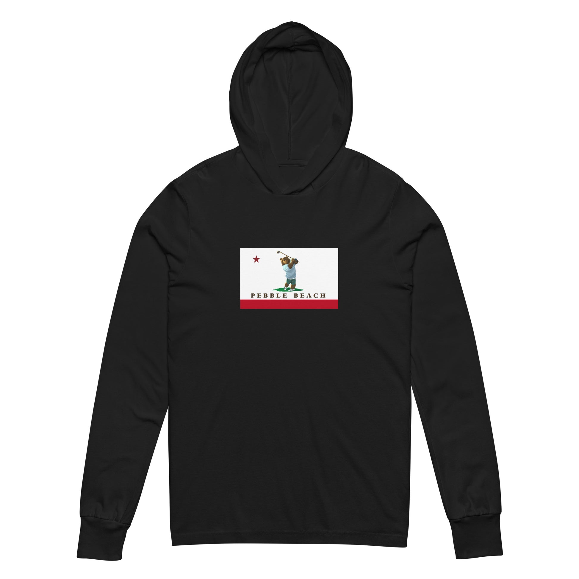 black Pebble Beach CA Hooded long-sleeve tee