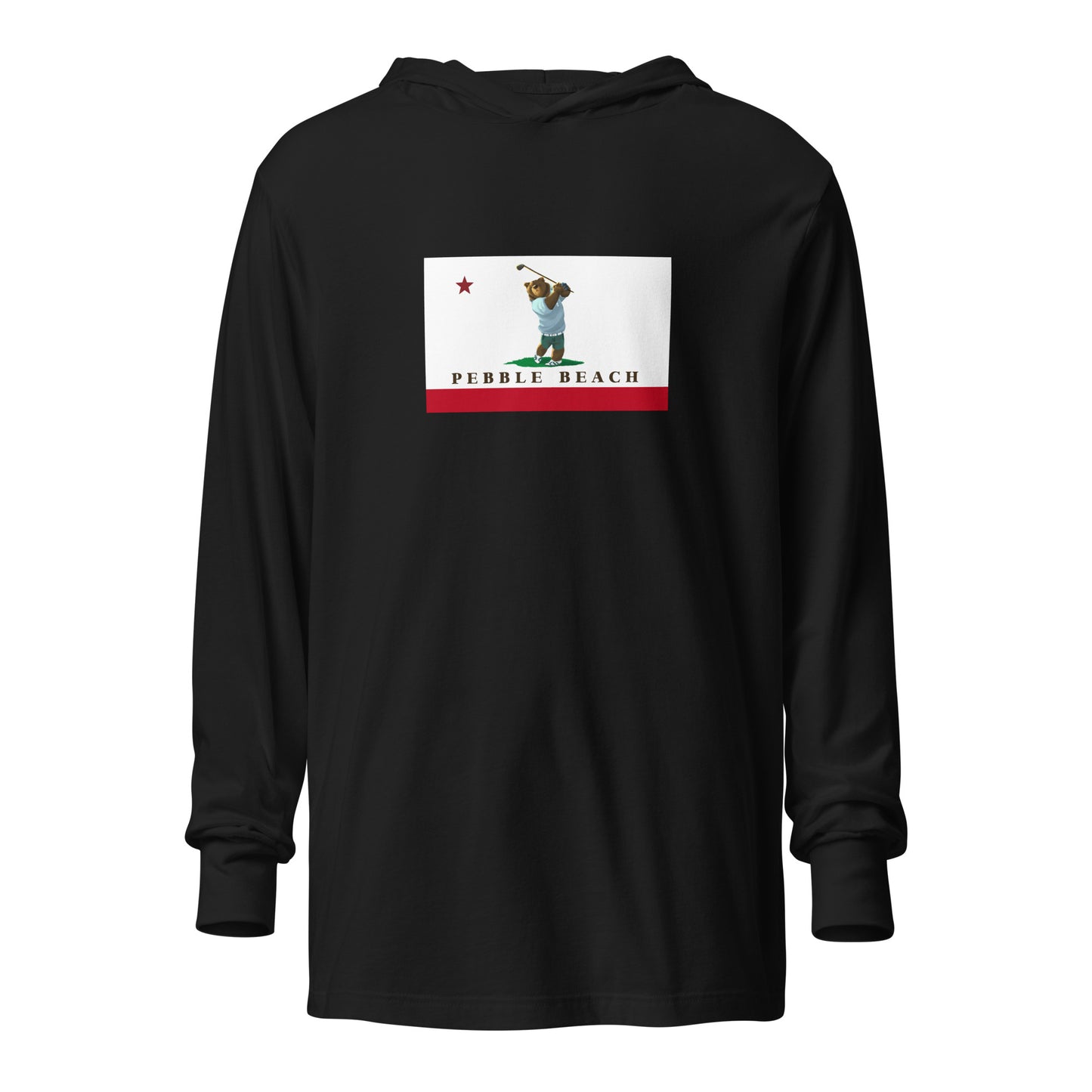 Pebble Beach CA Hooded long-sleeve tee - CAFlags