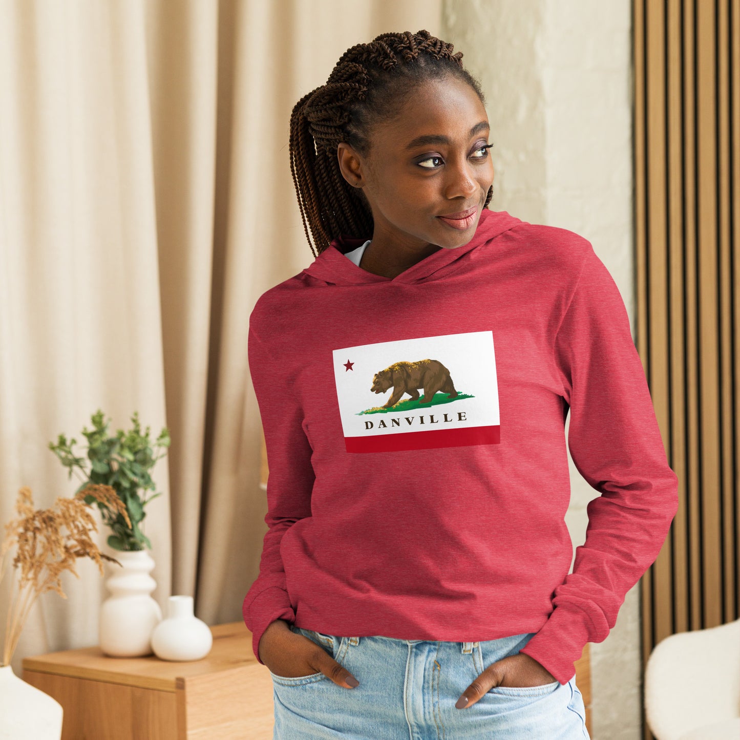 Danville CA Flag Hooded long-sleeve tee - CAFlags