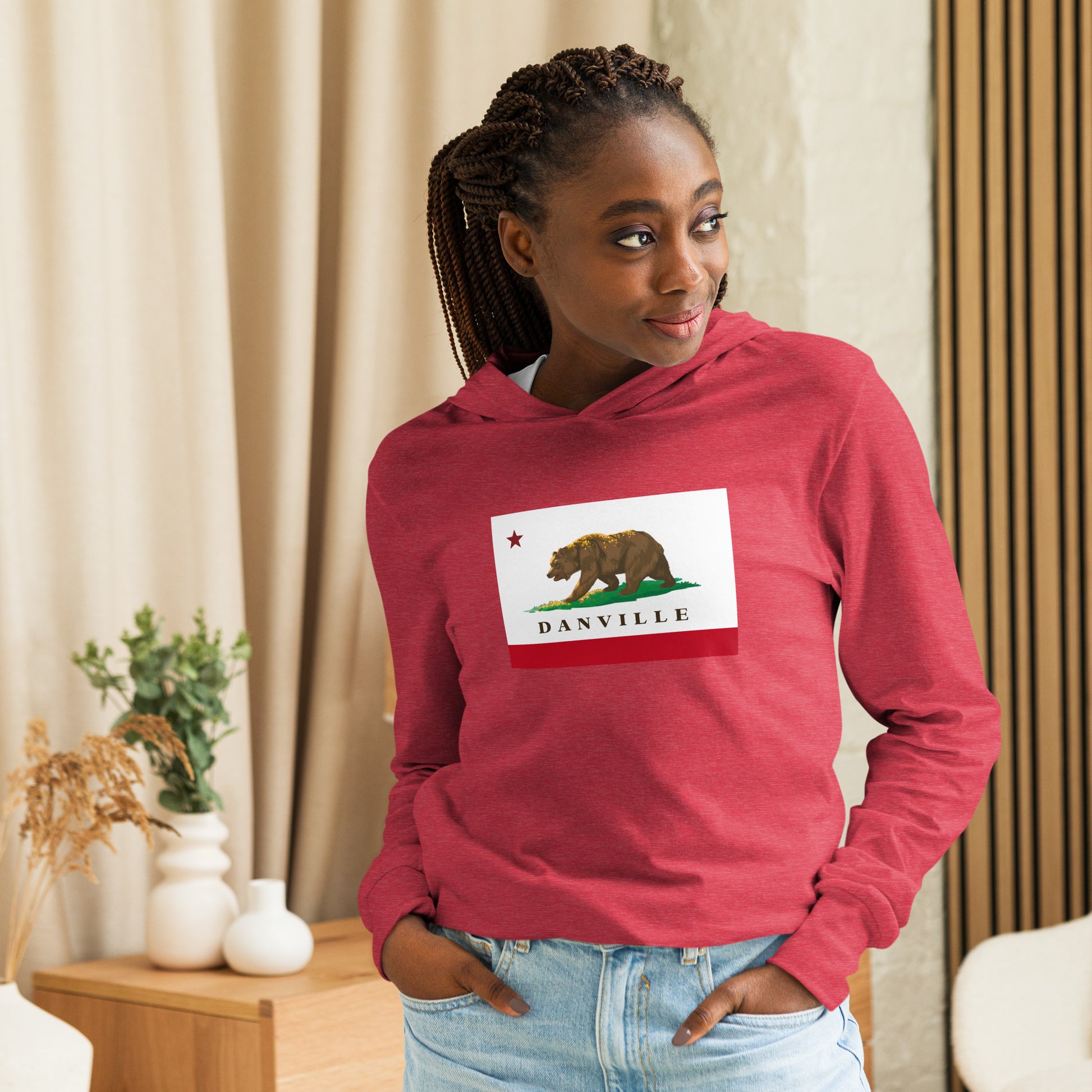 Danville CA Flag Hooded long-sleeve tee - CAFlags