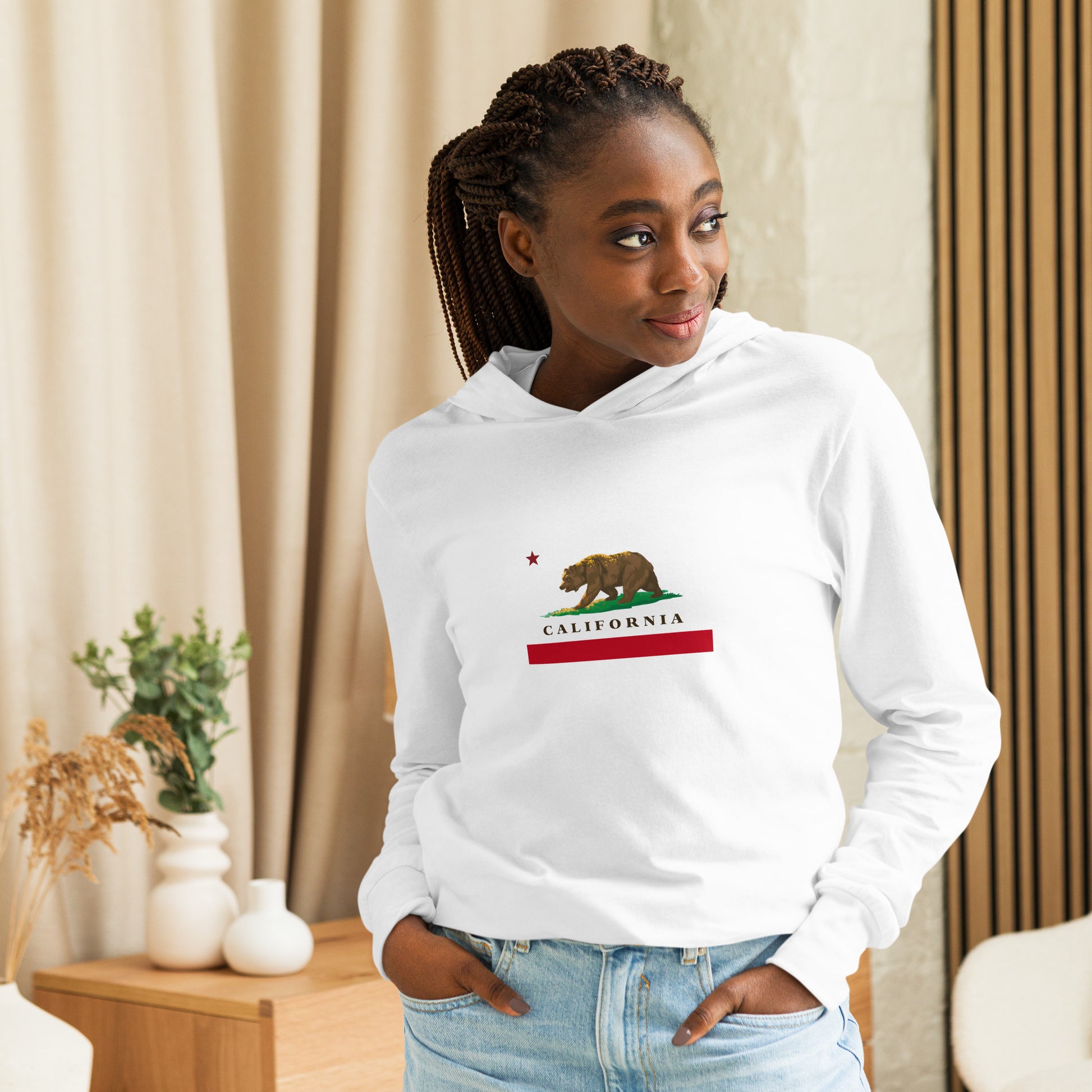 California Hooded long-sleeve tee - CAFlags